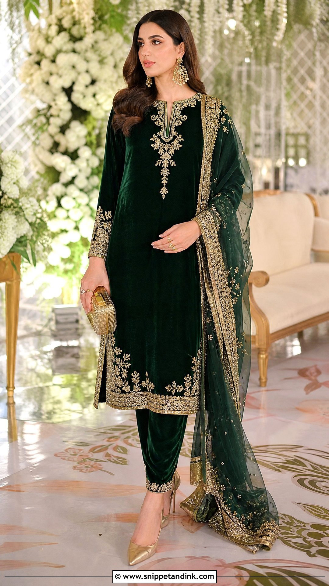 Emerald Velvet Pakistani Wedding Suit - Snippet and Ink - 25 Simple Pakistani Wedding Dress Ideas