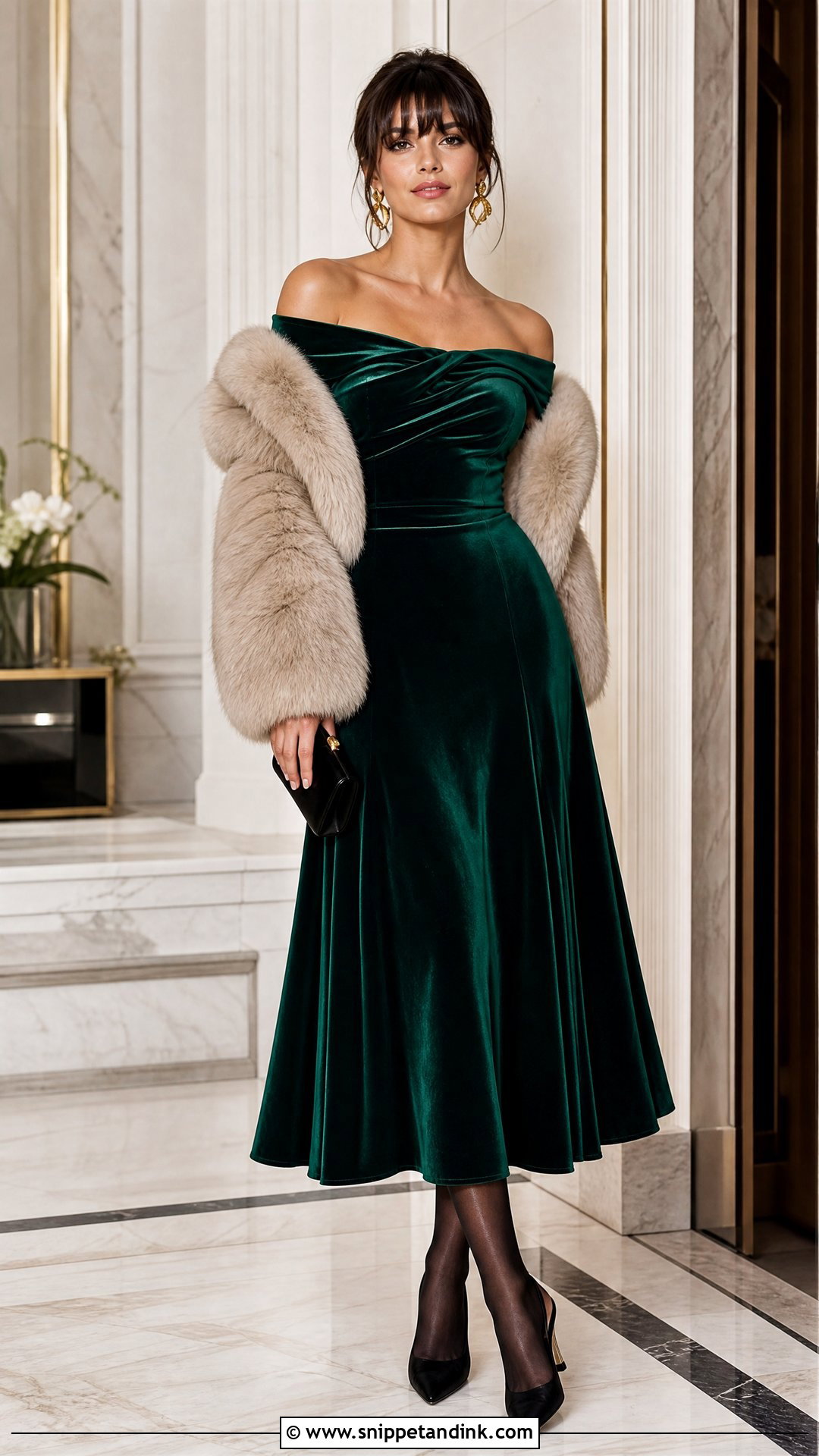Emerald Velvet Tea Length Gown - Snippet and Ink - 20 Tea Length Gown Ideas