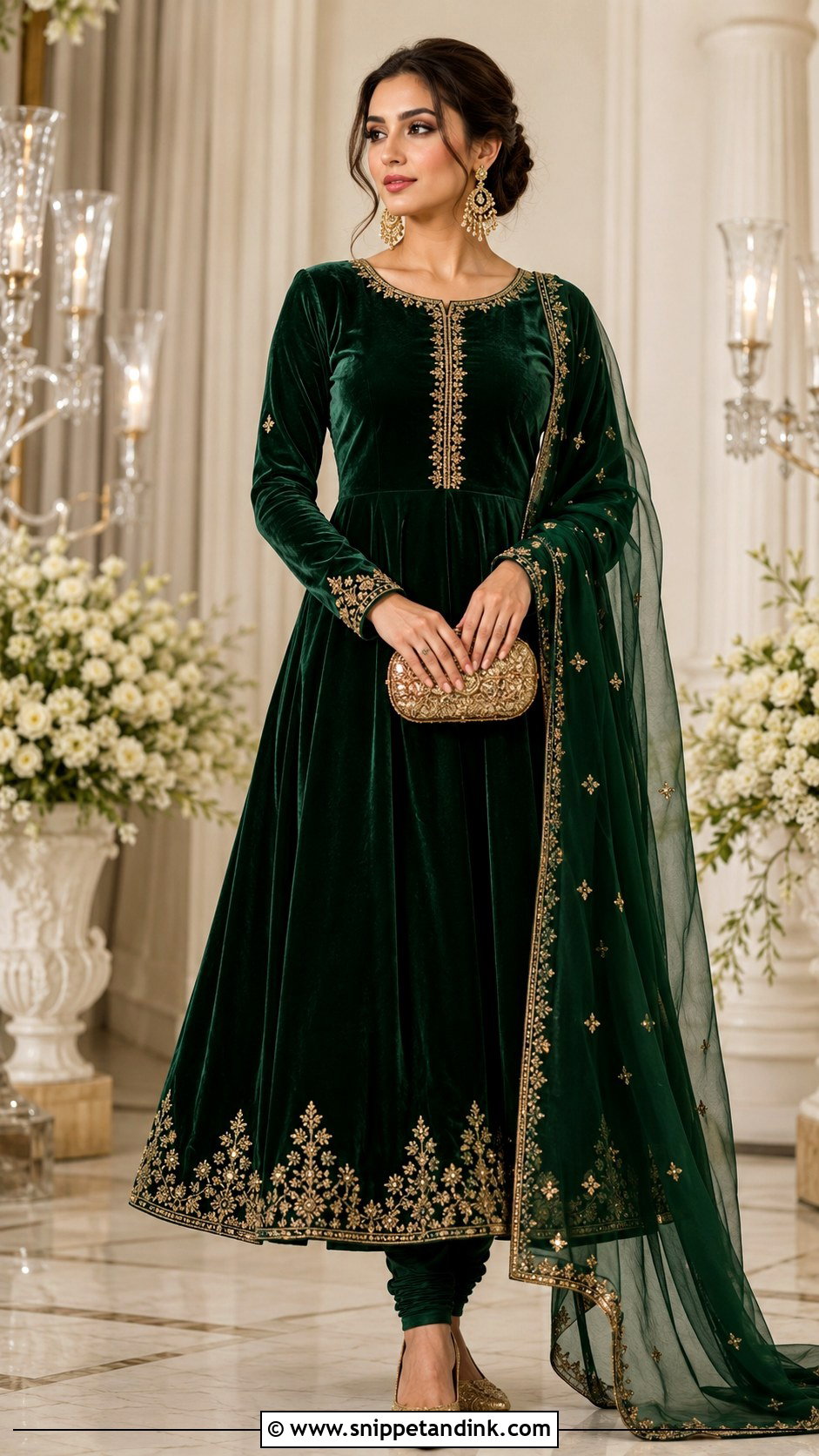 Emerald Velvet Wedding Anarkali - Snippet and Ink - 20 Wedding Anarkali Ideas