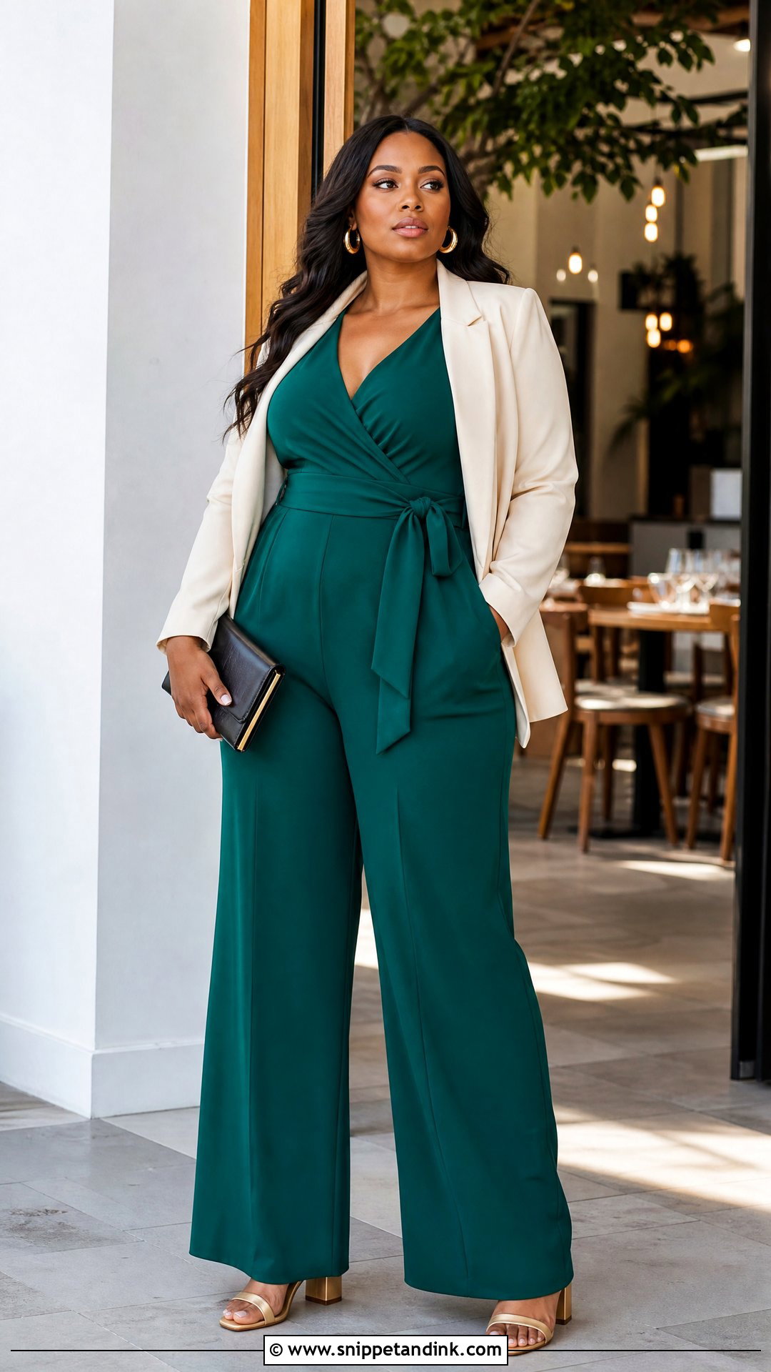 Emerald Wrap Jumpsuit Rehearsal Outfit - Snippet and Ink - 25 Rehearsal Outfit Ideas