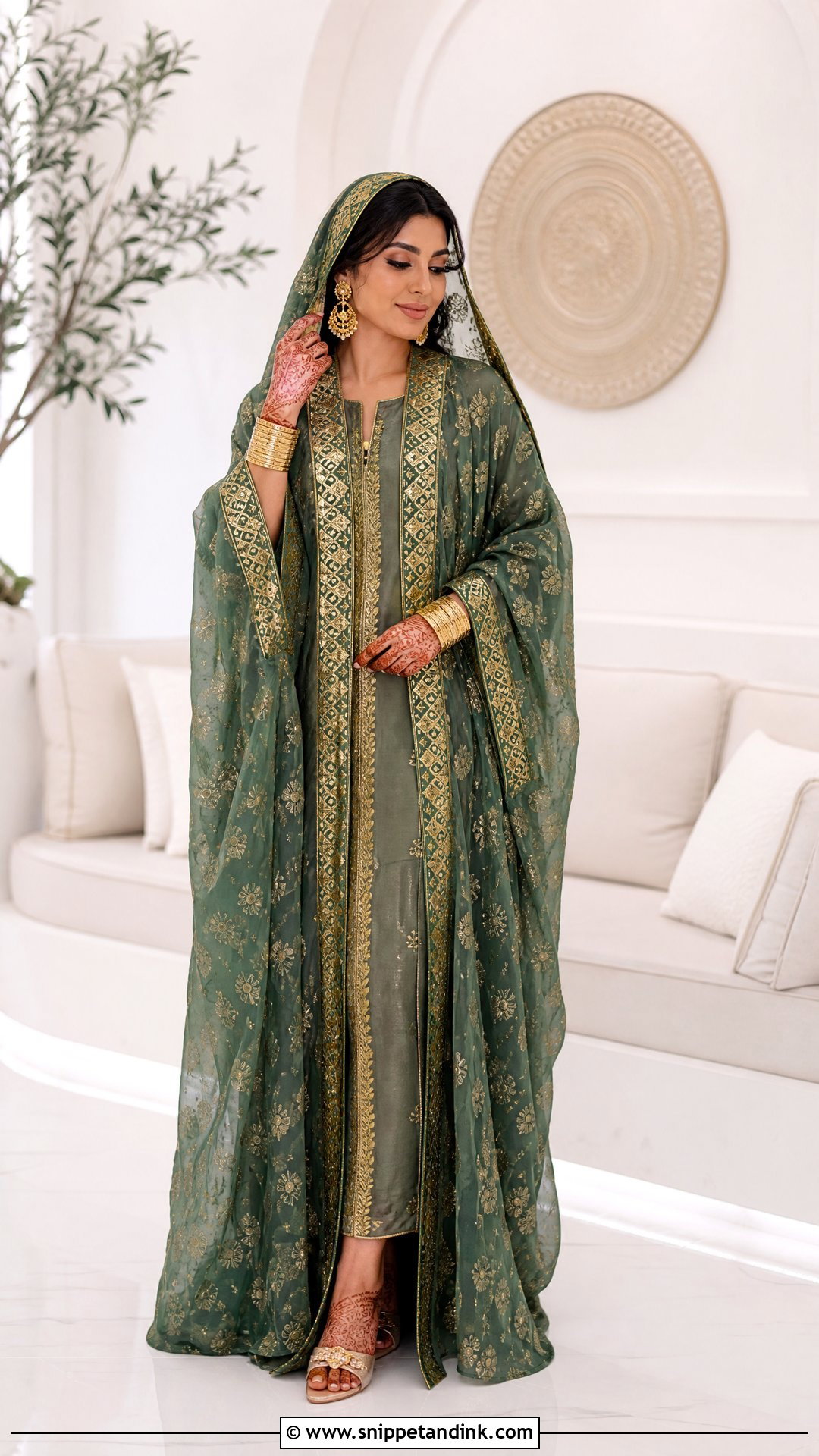 Emirati Henna Wedding Thobe - Snippet and Ink - 20 Traditional Arabic Wedding Dress Ideas
