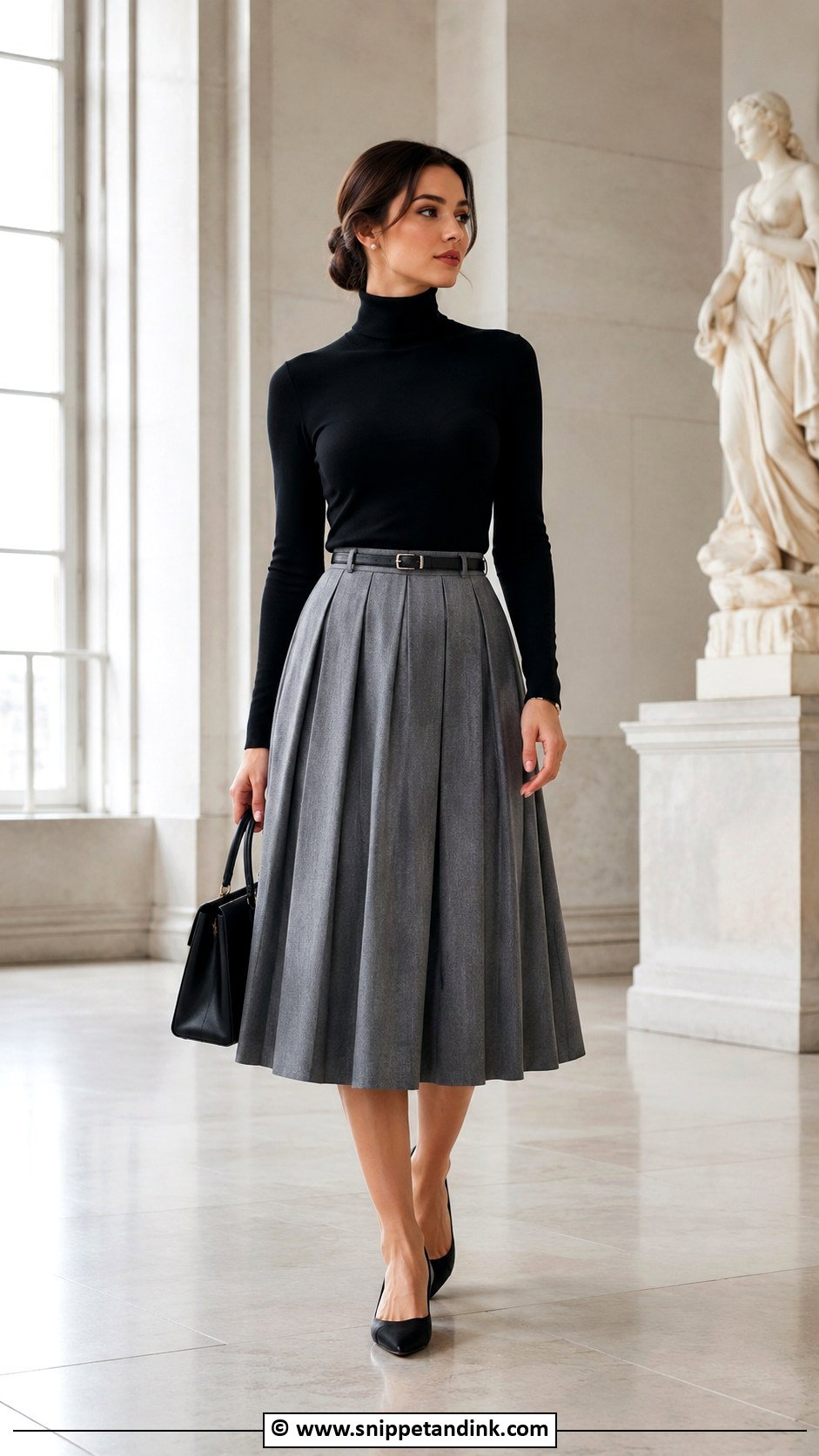 Emma Veil Black Turtleneck And Midi Skirt Outfit - Snippet and Ink - 25 Emma Veil Outfits