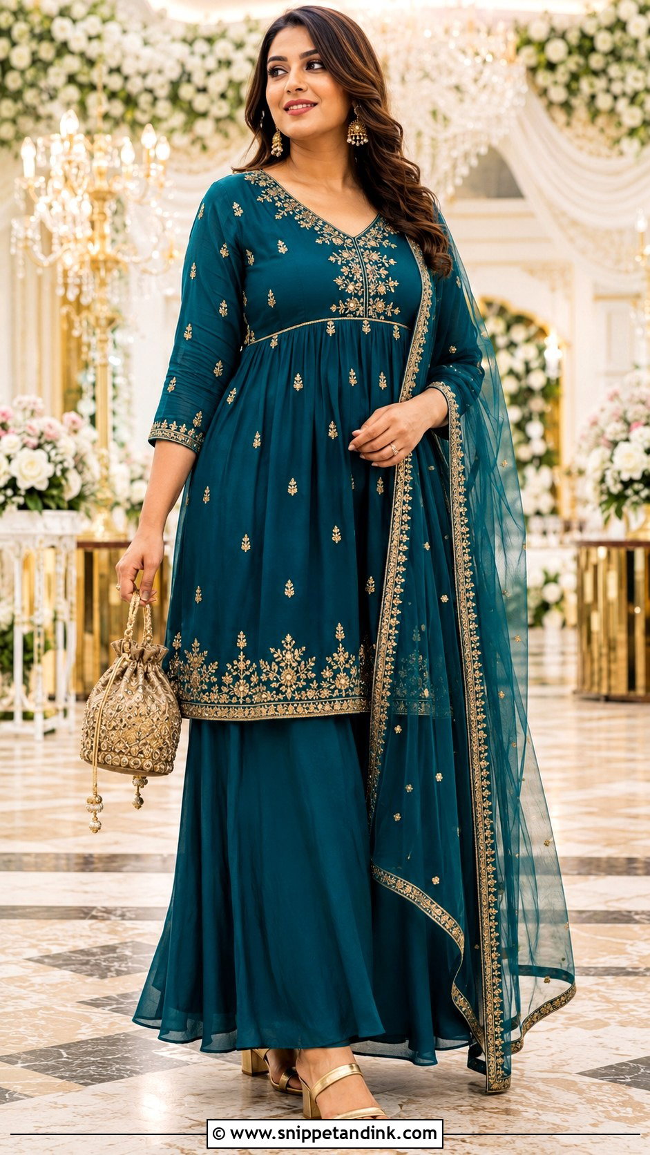 Empire Kurti With Flowing Skirt - Snippet and Ink - 20 Kurti Skirt Indian Weddings Ideas