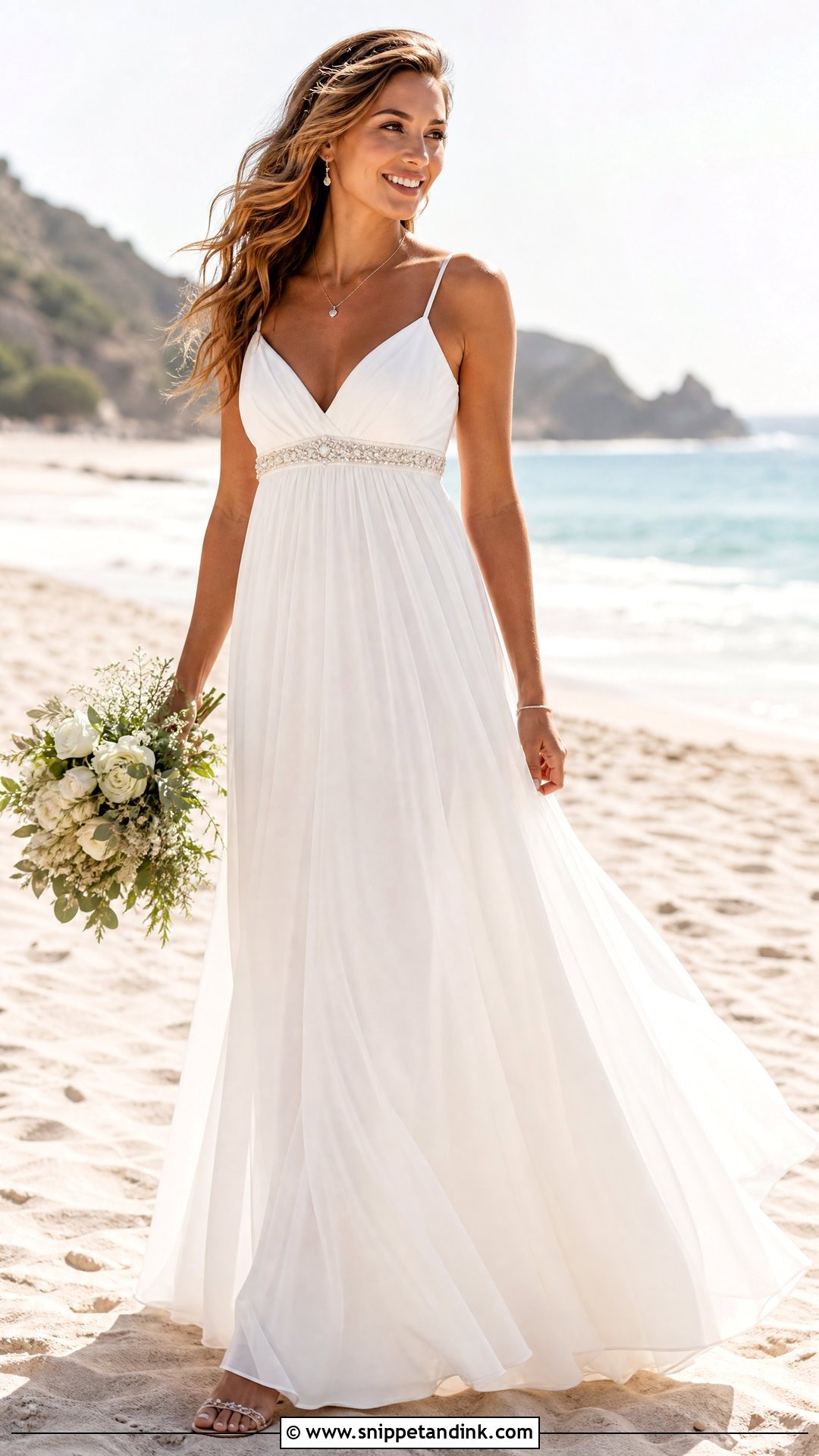 Empire Waist Beach Bridal Gown - Snippet and Ink - 25 Beach Bridal Gown Ideas