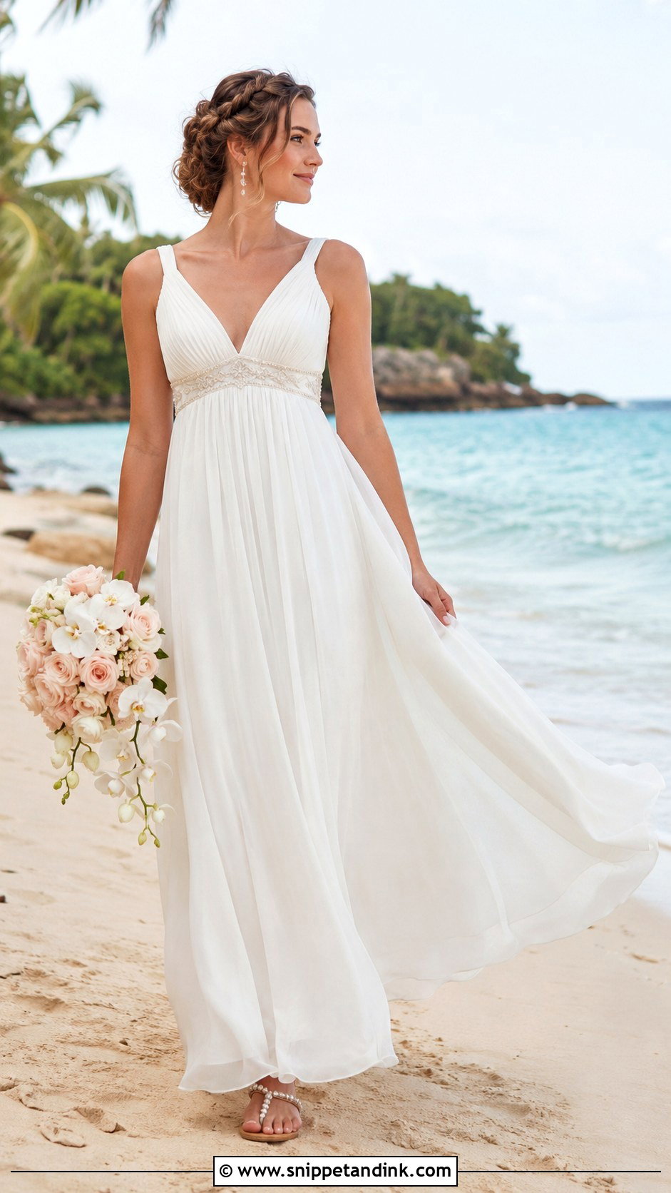 Empire Waist Beach Wedding Dress - Snippet and Ink - 20 Destination Wedding Dress Beach Ideas