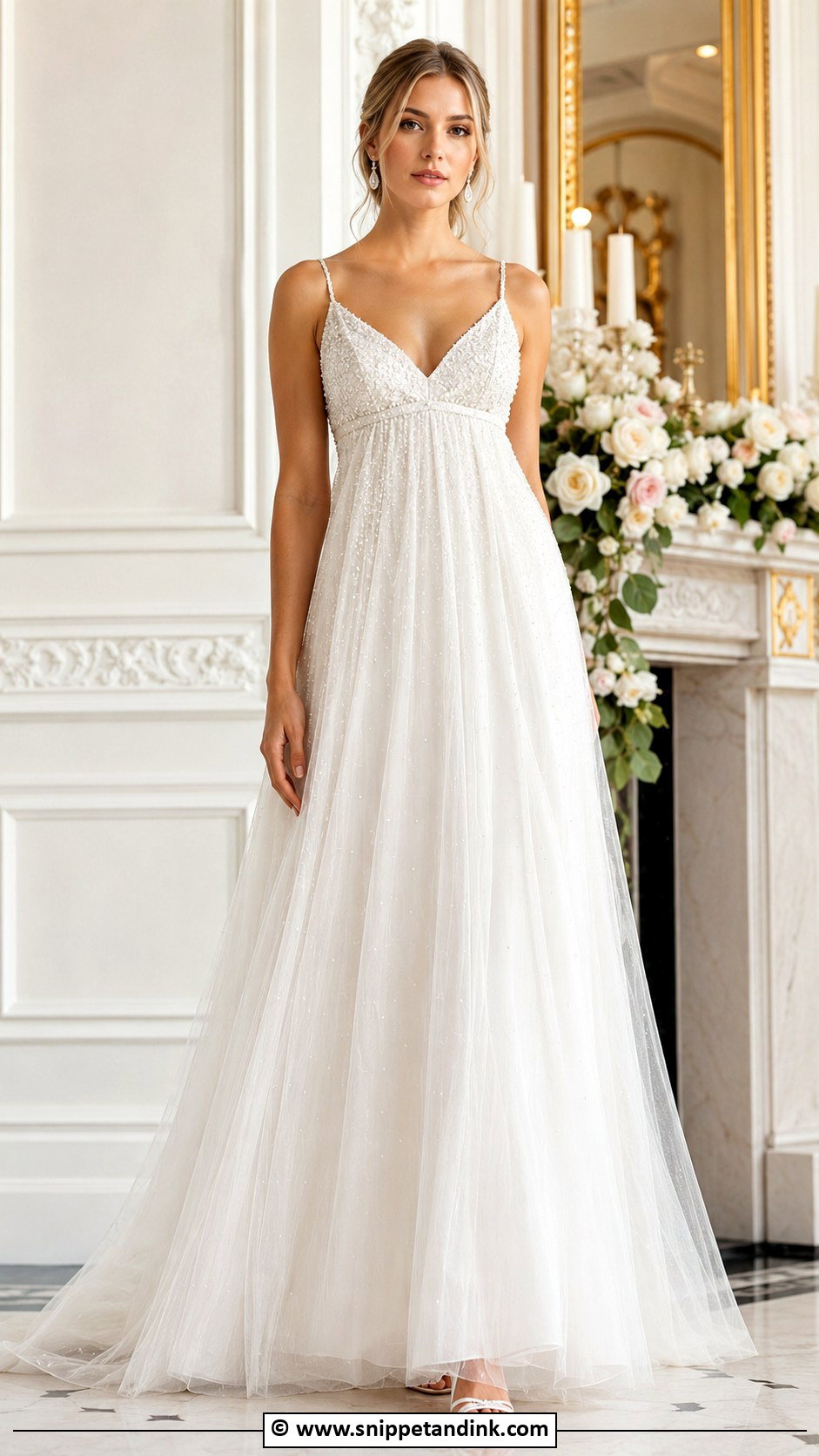 Empire Waist Beaded Wedding Dress - Snippet and Ink - 25 Empire Wedding Dress Ideas