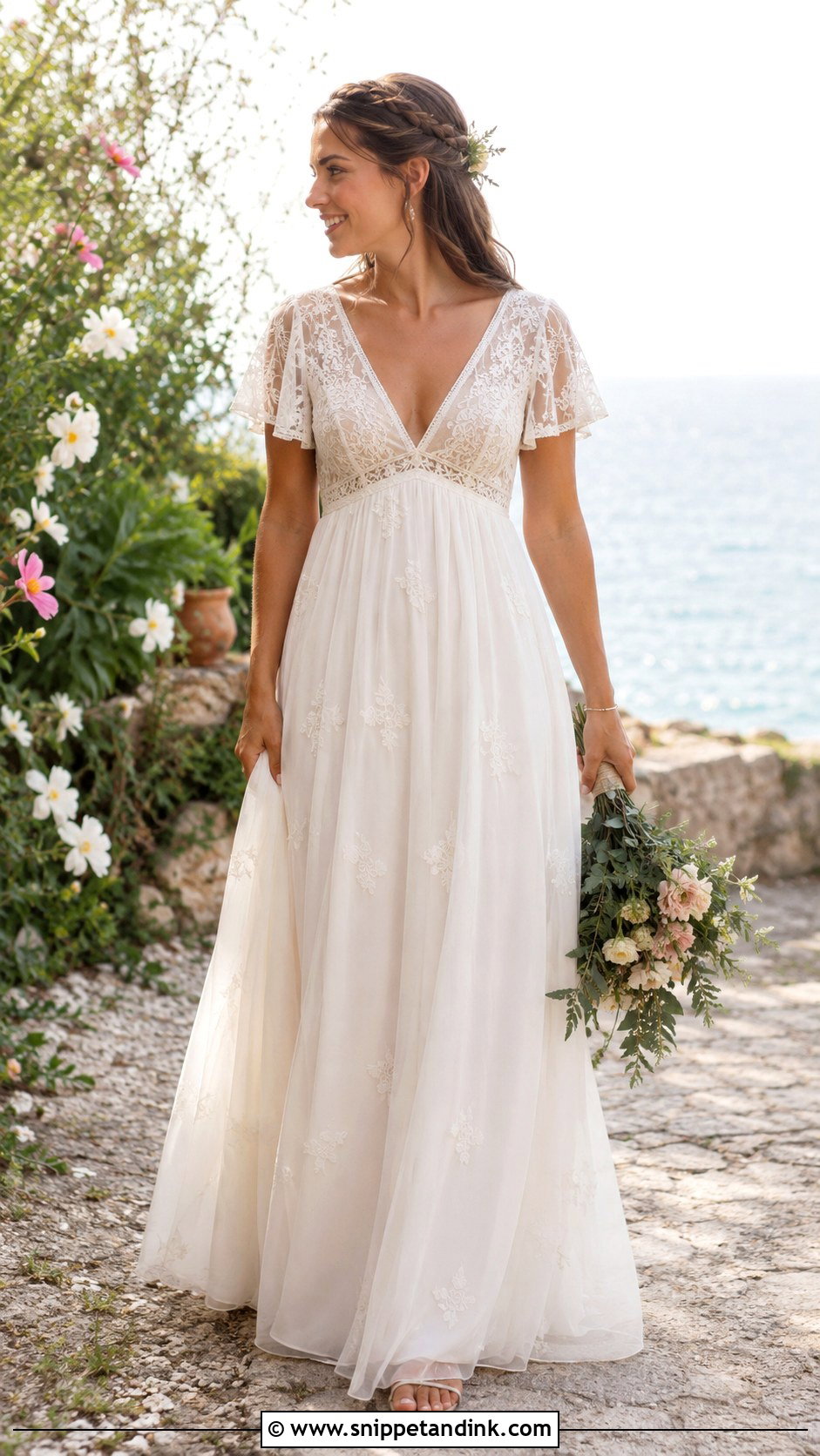 Empire Waist Bohemian Lace Wedding Dress - Snippet and Ink - 20 Bohemian Lace Wedding Dress Ideas