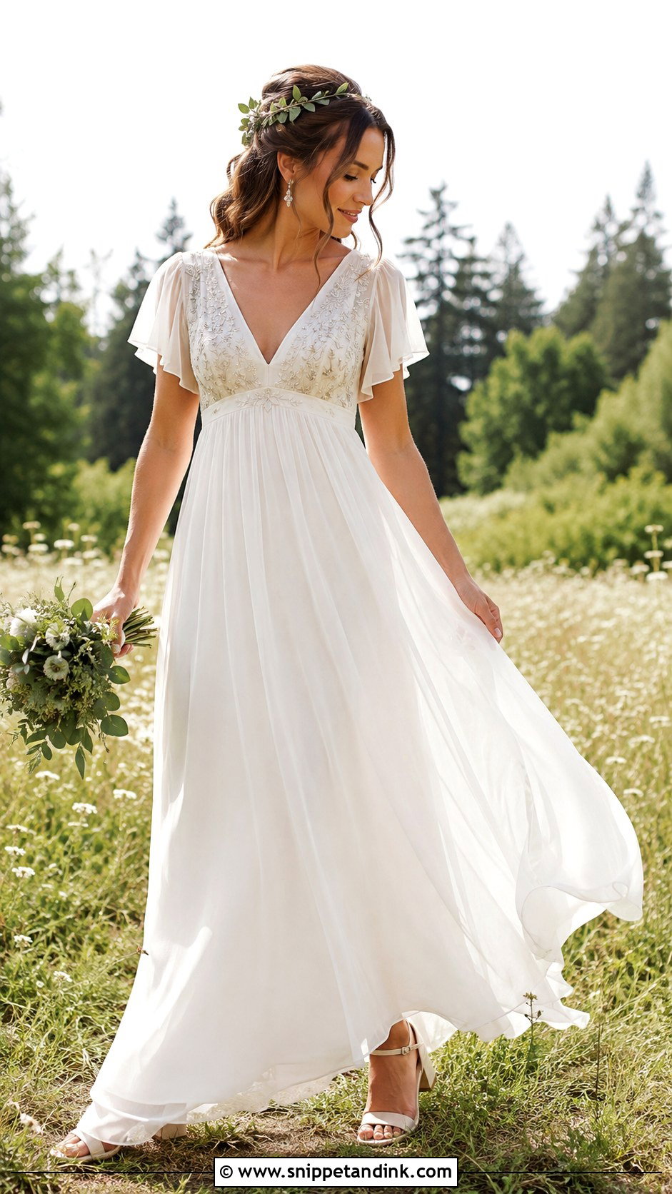 Empire Waist Boho Wedding Dress - Snippet and Ink - 20 Boho Chic Wedding Dresses