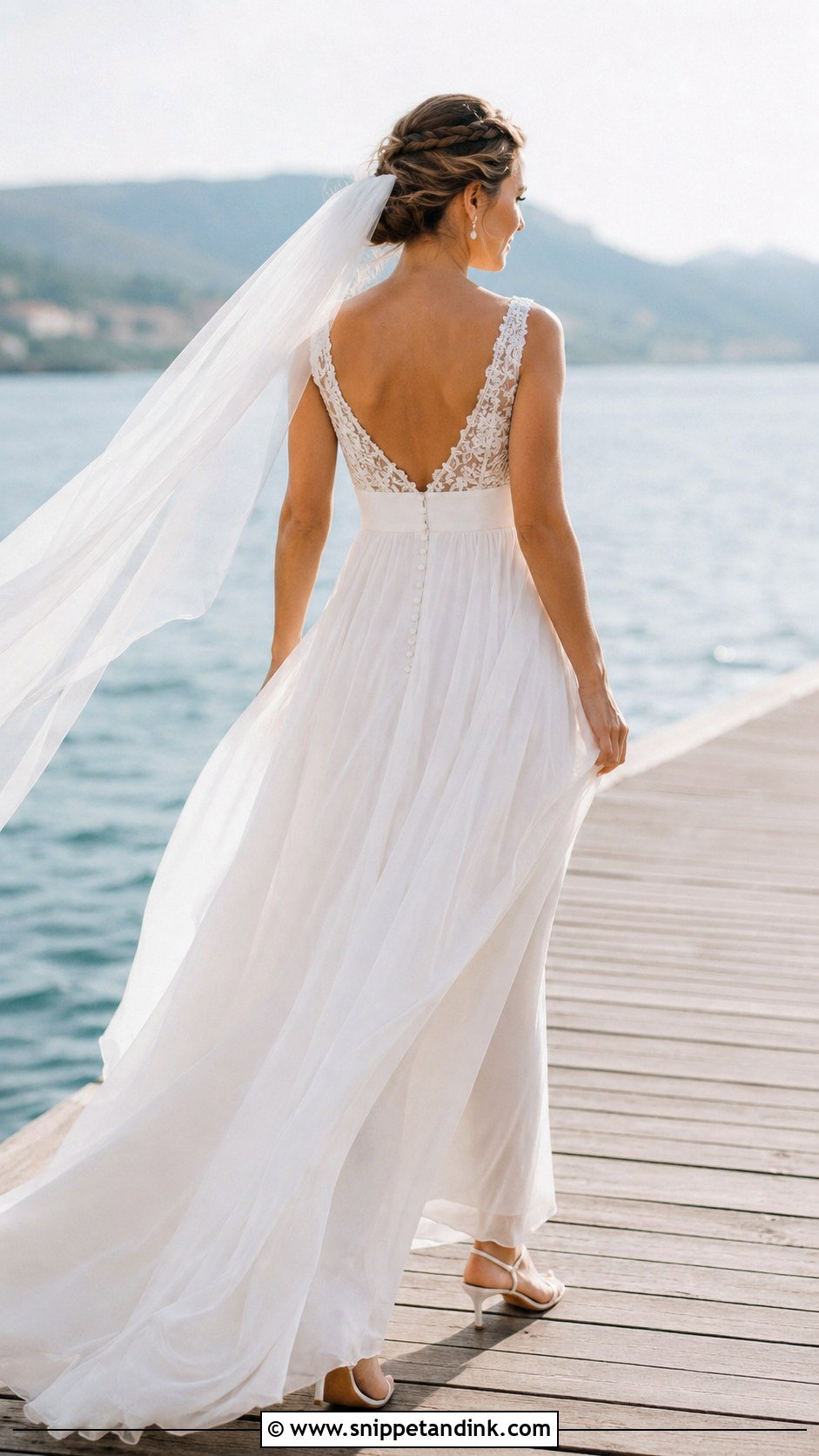 Empire Waist Button Back Wedding Dress - Snippet and Ink - 20 Button Back Wedding Dress Ideas