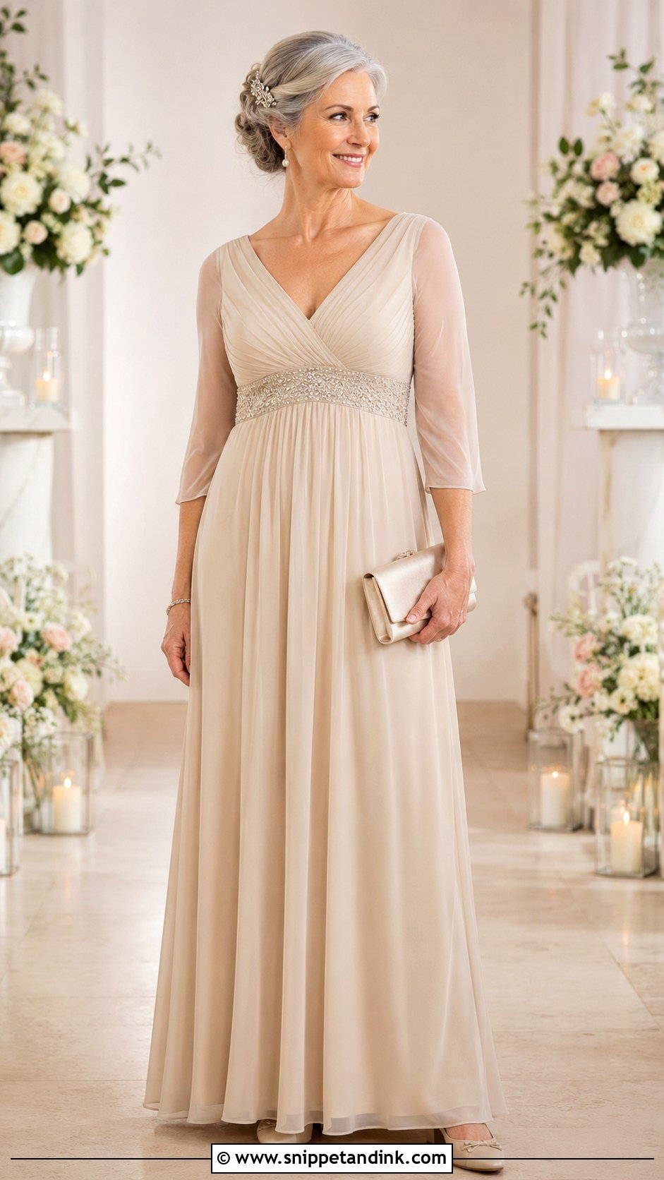 Empire Waist Champagne Wedding Dress - Snippet and Ink - 20 Champagne Wedding Dress Older Bride Ideas