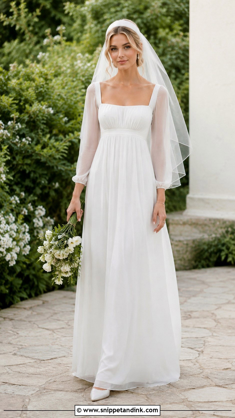 Empire Waist Chiffon 60s Wedding Dress - Snippet and Ink - 20 60s Wedding Dresses