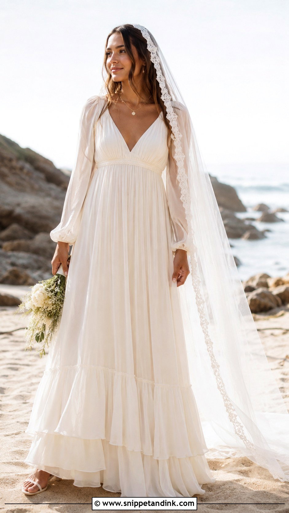 Empire Waist Chiffon 70s Wedding Dress - Snippet and Ink - 20 70s Wedding Dresses