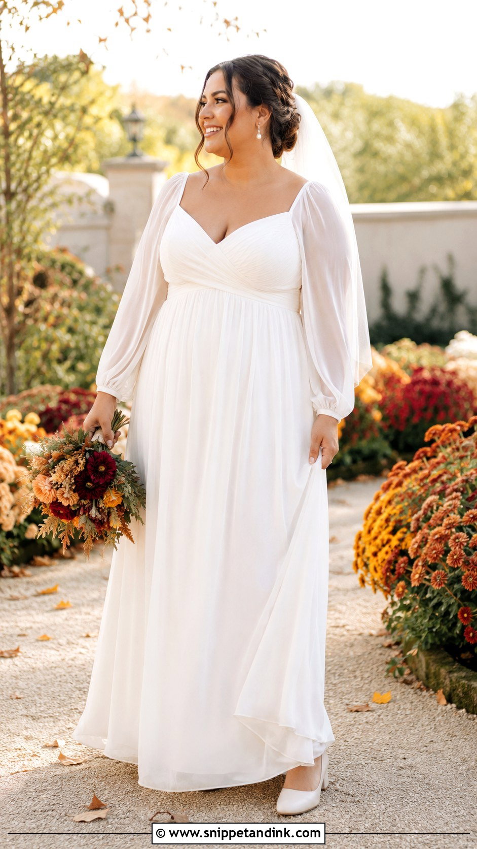 Empire Waist Chiffon Fall Bridal Dress - Snippet and Ink - 20 Fall Bridal Dresses