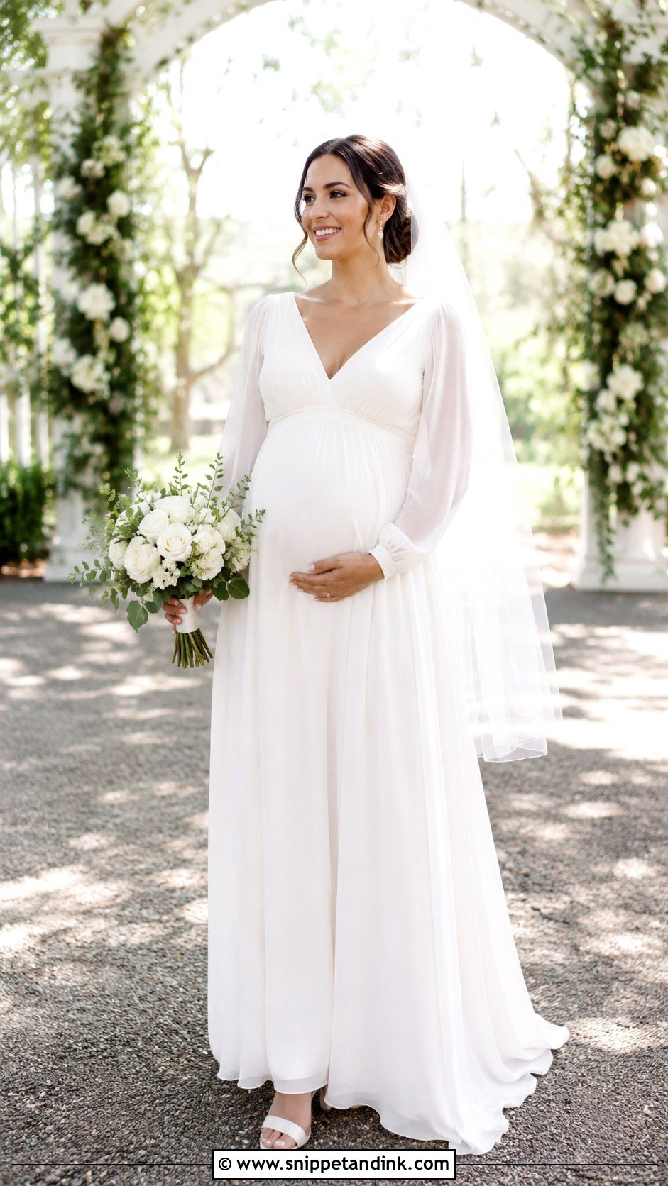 Empire Waist Chiffon Long Sleeve Wedding Dress - Snippet and Ink - 20 Classy Simple Long Sleeve Wedding Dress Ideas