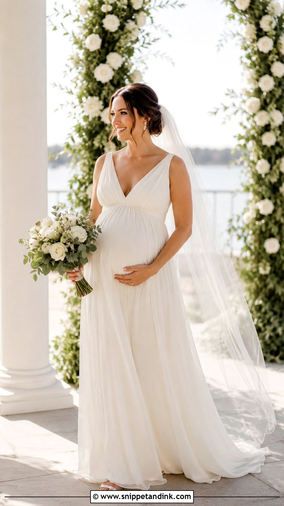 Empire Waist Chiffon Maternity Wedding Dress - Snippet and Ink - 20 Maternity Wedding Dresses Pregnant Brides