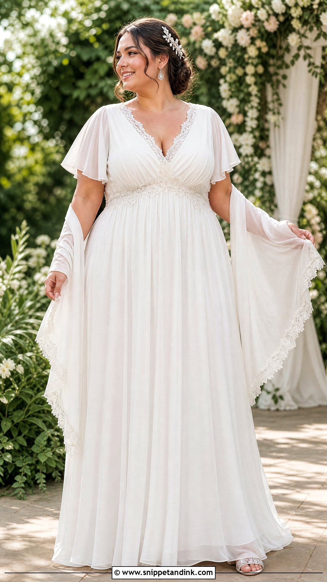 Empire Waist Chiffon Plus Size Wedding Dress - Snippet and Ink - 20 Vintage Plus Size Wedding Dresses