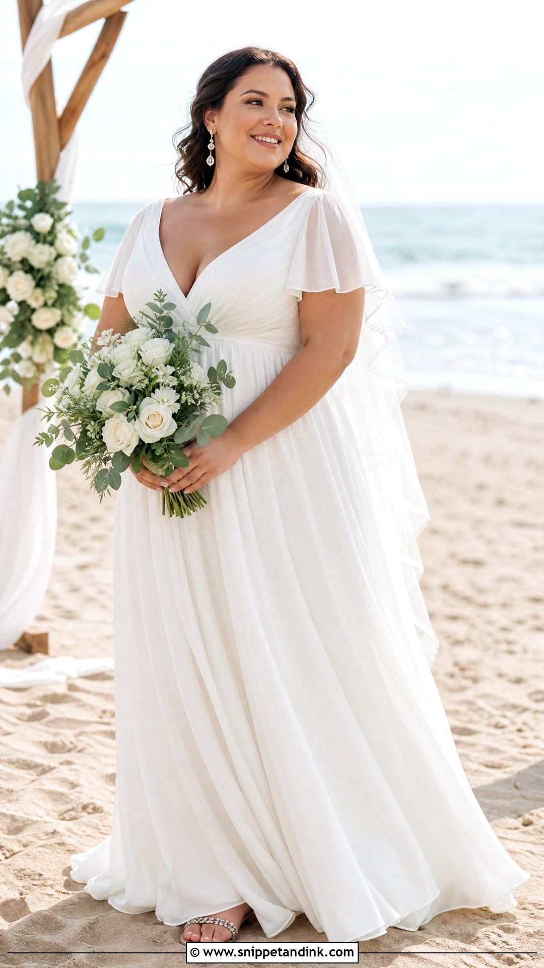 Empire Waist Chiffon Plus Size Wedding Gown - Snippet and Ink - 20 Wedding Gowns for Plus Size Brides
