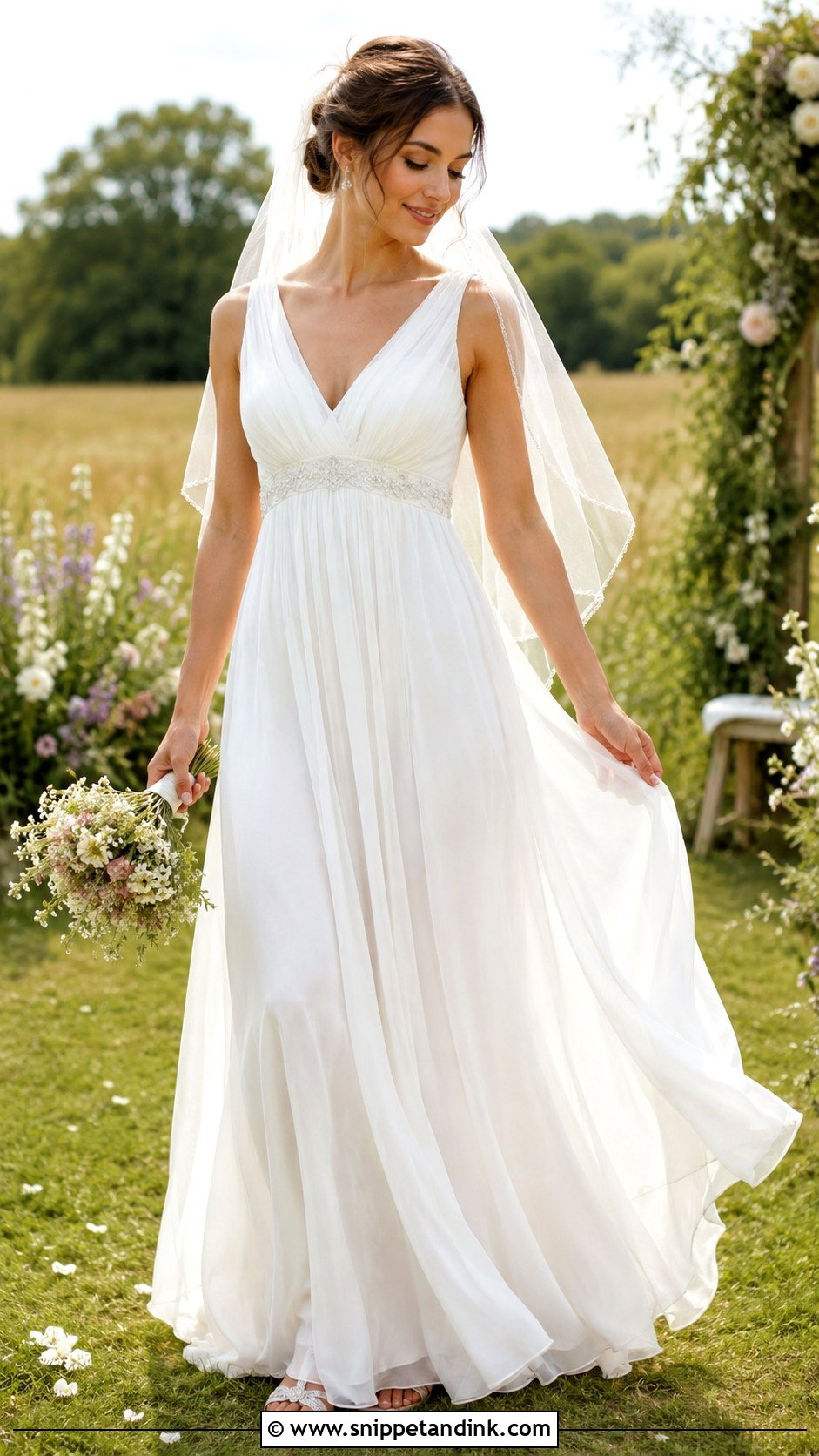 Empire Waist Chiffon Summer Wedding Dress - Snippet and Ink - 20 Summer Wedding Dress for Bride Ideas