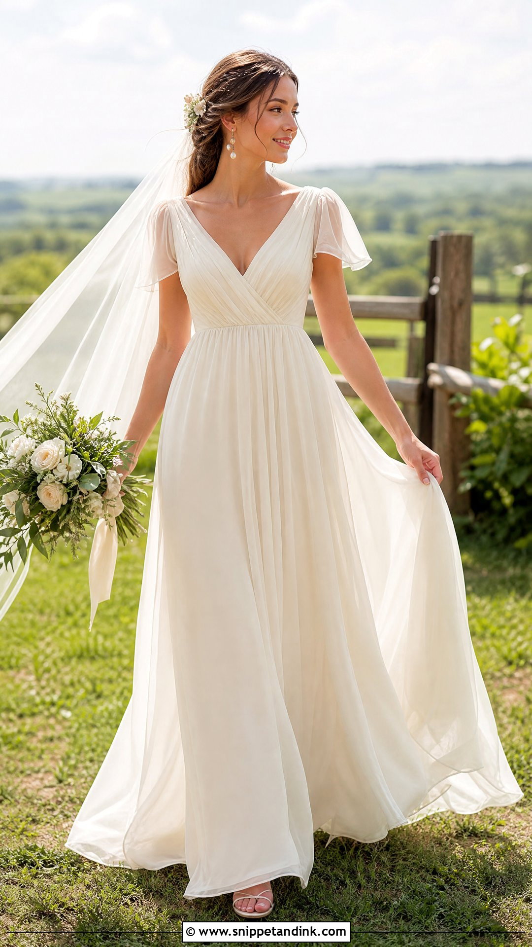 Empire Waist Chiffon Wedding Dress - Snippet and Ink - 20 Angelic Wedding Dress Ideas