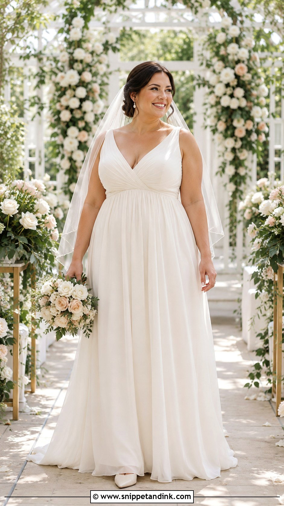 Empire Waist Chiffon Wedding Dress - Snippet and Ink - 20 Apple Shape Wedding Dress Ideas