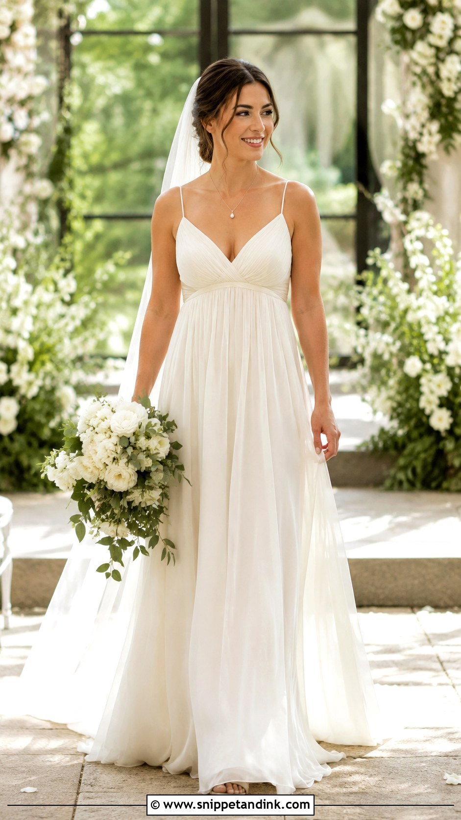 Empire Waist Chiffon Wedding Dress - Snippet and Ink - 20 Best Wedding Dresses for Short Brides