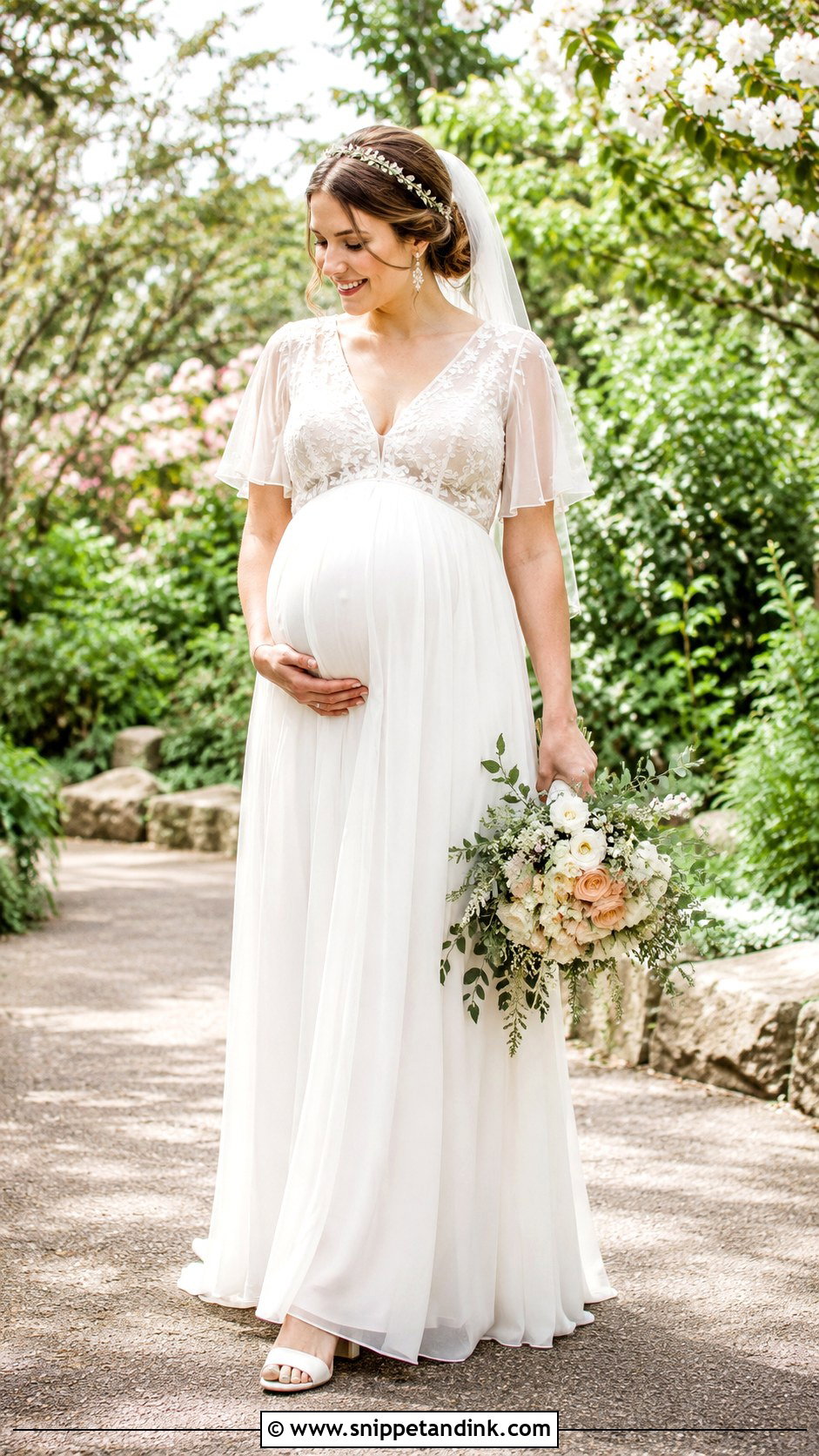 Empire Waist Chiffon Wedding Dress - Snippet and Ink - 20 Enchanted Garden Wedding Dress Ideas