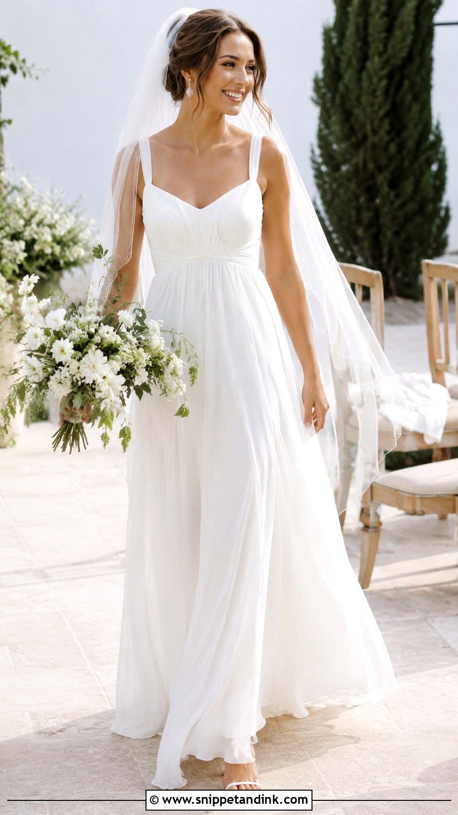 Empire Waist Chiffon Wedding Dress - Snippet and Ink - 20 Flowy Chiffon Wedding Dress Ideas