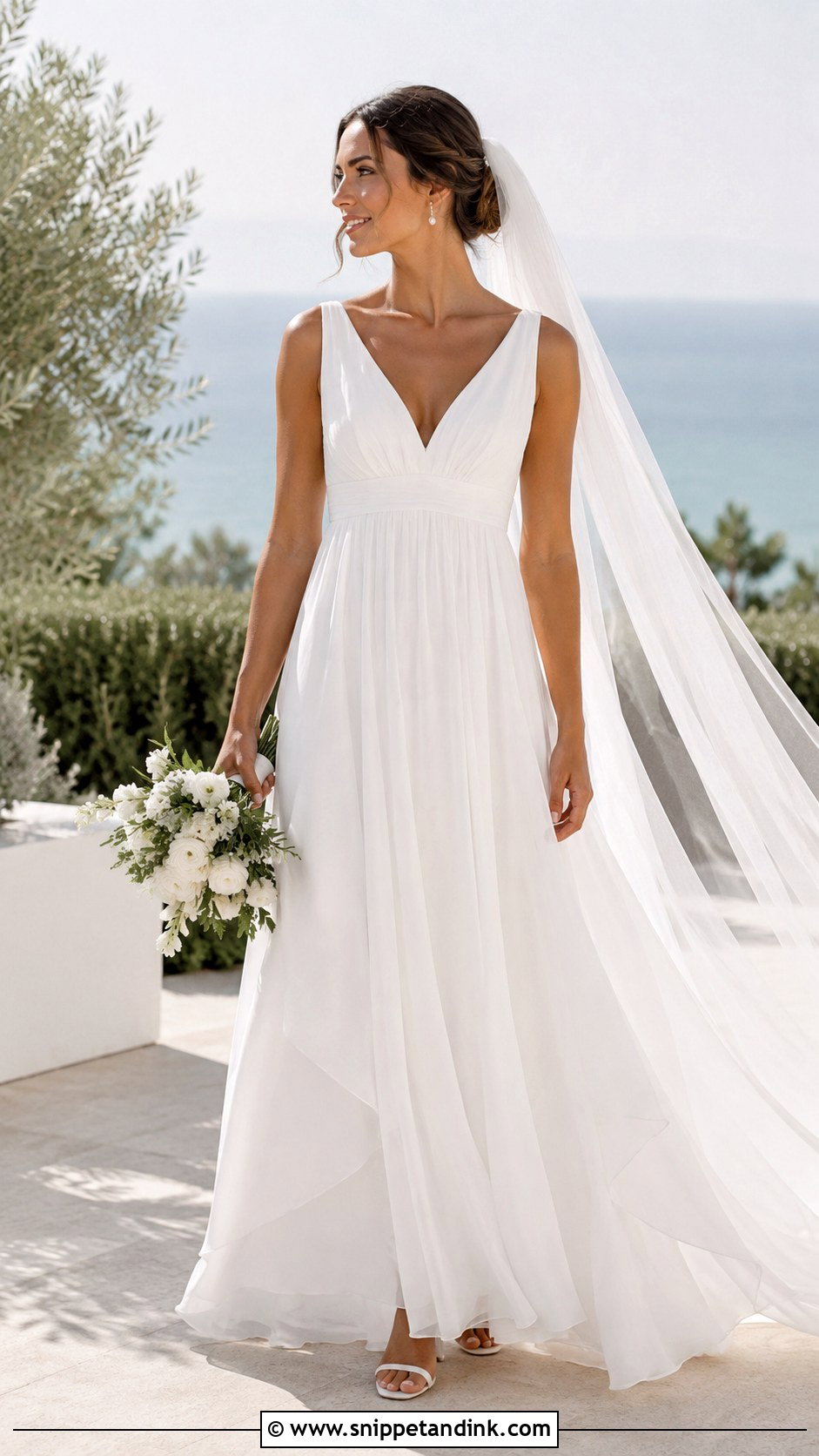 Empire Waist Chiffon Wedding Dress - Snippet and Ink - 20 Inverted Triangle Wedding Dress Ideas