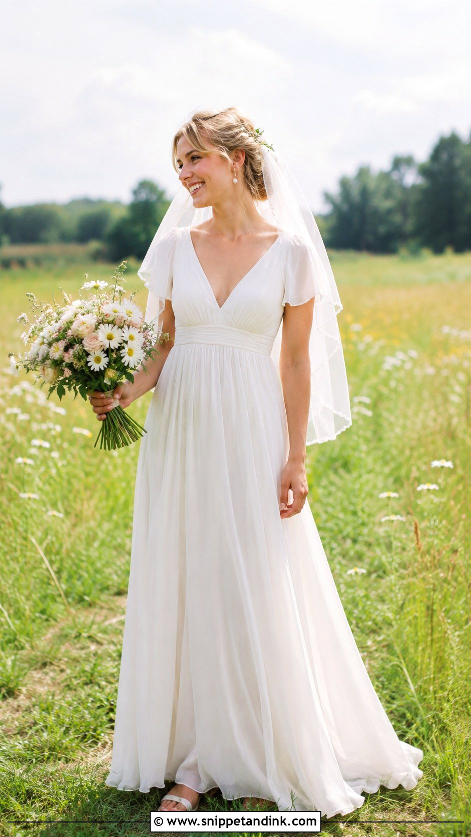 Empire Waist Chiffon Wedding Dress - Snippet and Ink - 20 June Wedding Dress Ideas