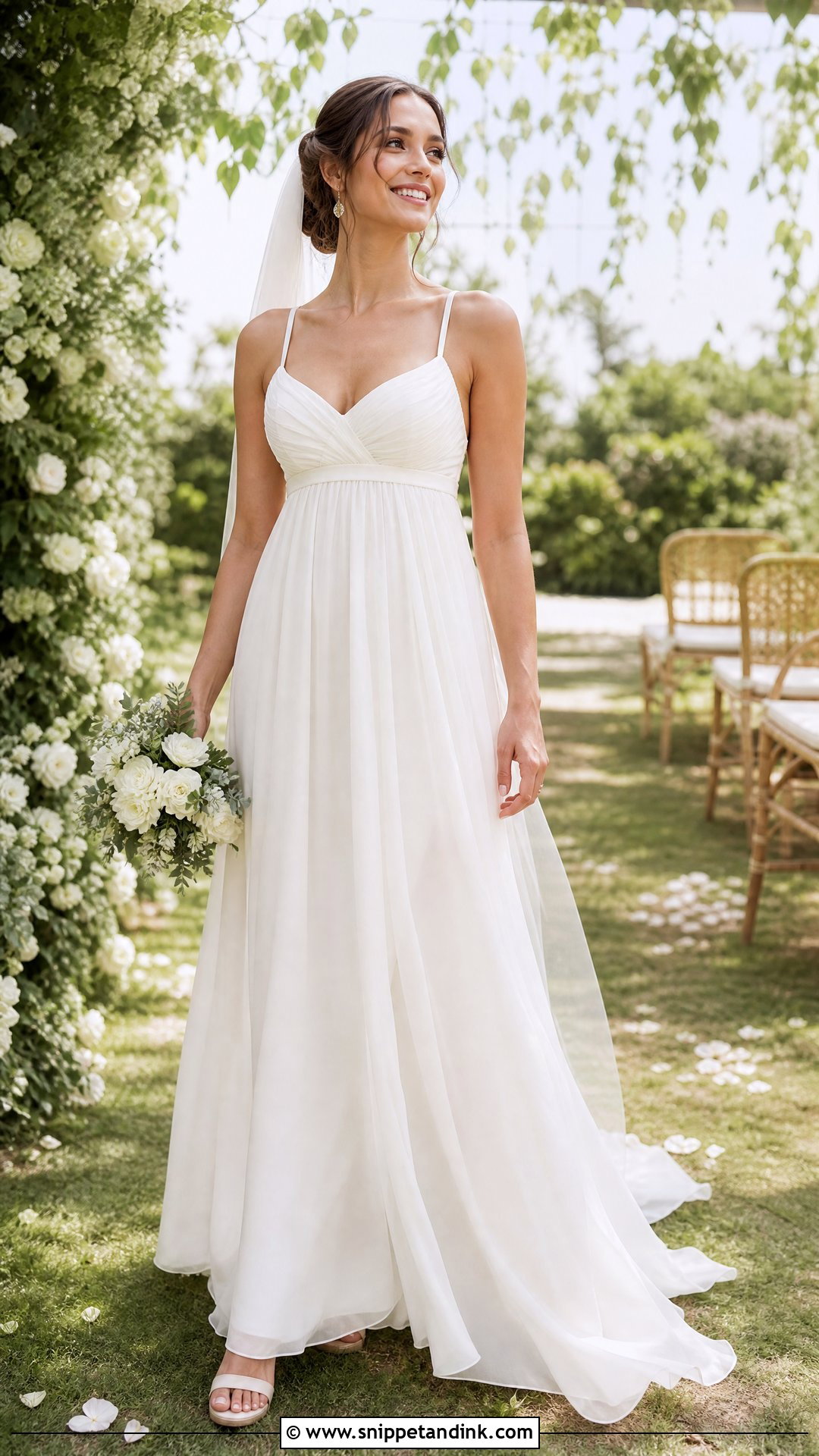 Empire Waist Chiffon Wedding Dress - Snippet and Ink - 20 Wedding Dress for Small Bust Ideas