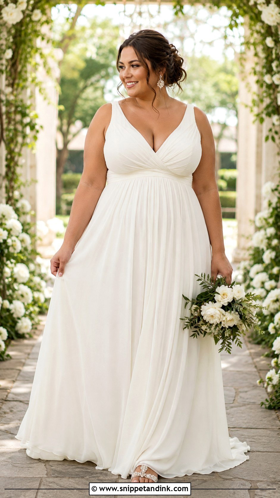 Empire Waist Chiffon Wedding Dress - Snippet and Ink - 20 Large Bust Wedding Dress Ideas