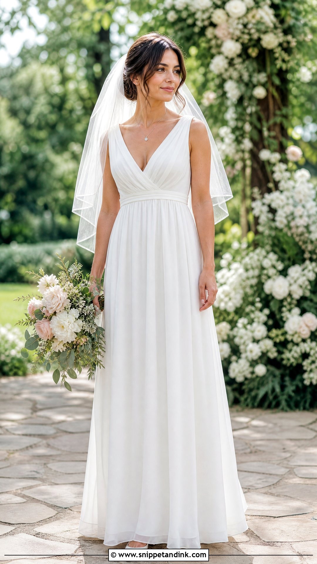 Empire Waist Chiffon Wedding Dress - Snippet and Ink - 20 Petite Bride Wedding Dress Ideas