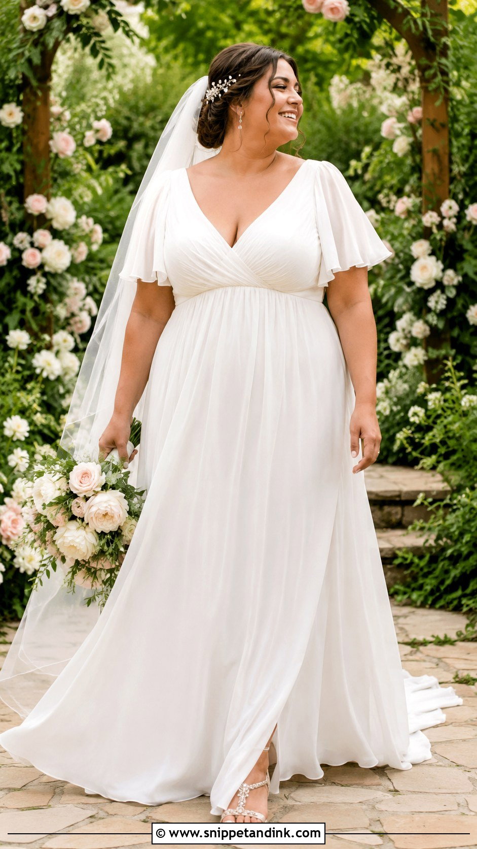 Empire Waist Chiffon Wedding Dress - Snippet and Ink - 20 Wedding Dresses for Curvy Women