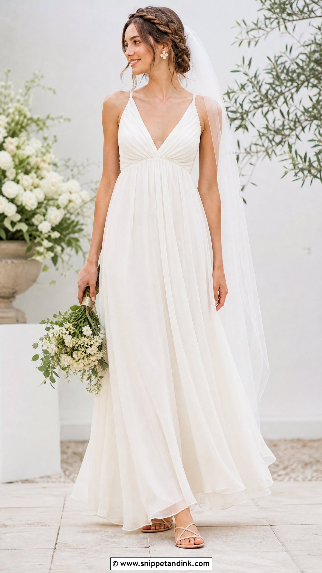 Empire Waist Chiffon Wedding Dress No Train - Snippet and Ink - 20 Wedding Dress No Train Ideas
