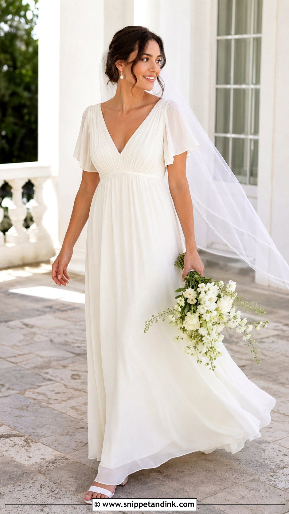 Empire Waist Chiffon Wedding Gown - Snippet and Ink - 20 Elegant Simple Wedding Gowns