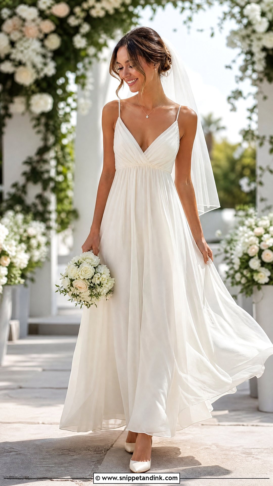 Empire Waist Chiffon Wedding Gown - Snippet and Ink - 20 Wedding Gowns for Short Brides