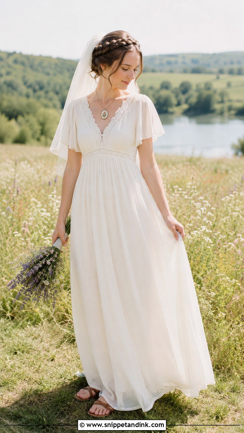 Empire Waist Cottagecore Wedding Dress - Snippet and Ink - 20 Cottagecore Wedding Dresses