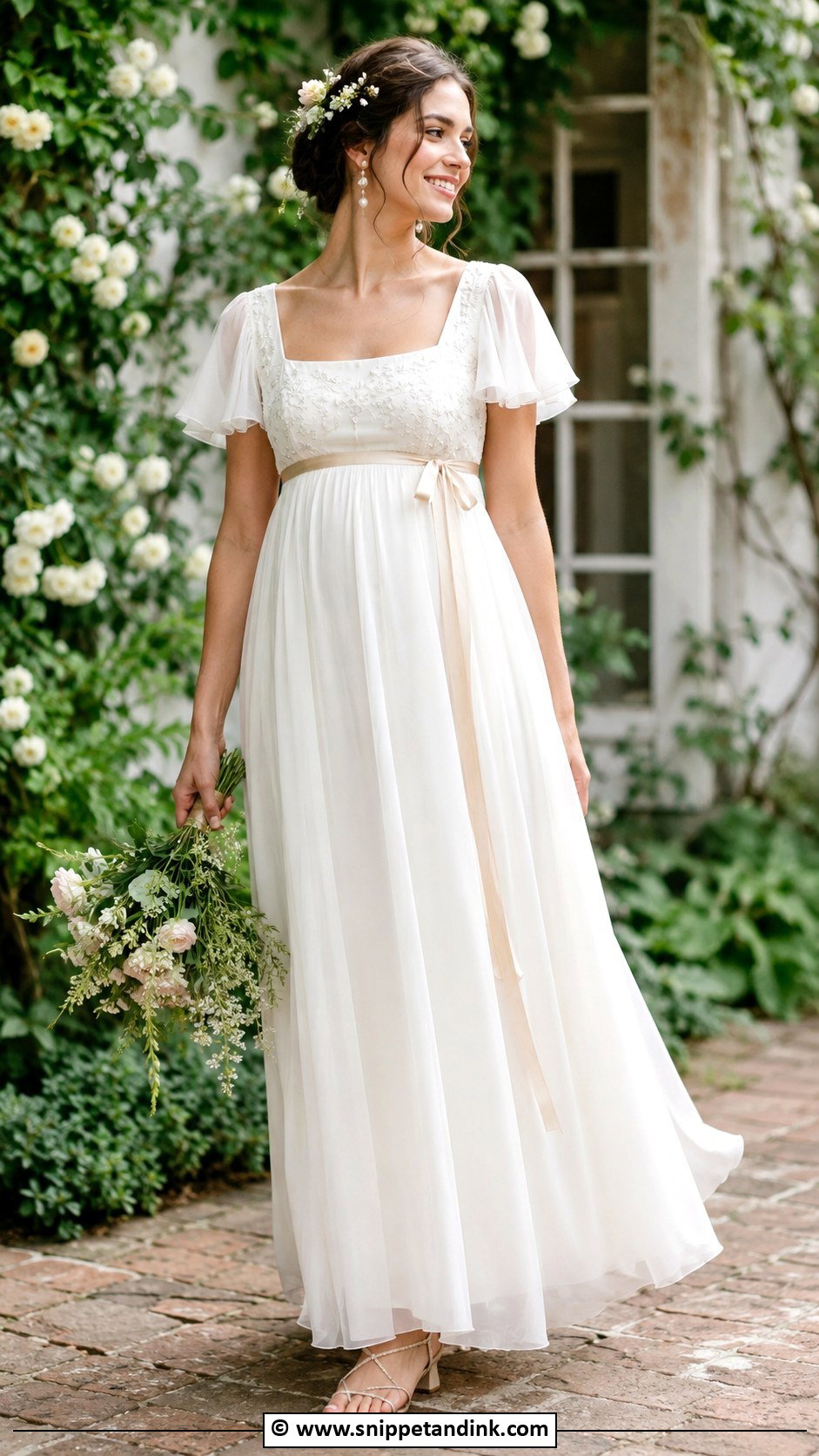 Empire Waist Cottagecore Wedding Dress - Snippet and Ink - 30 Cottagecore Wedding Dress Ideas