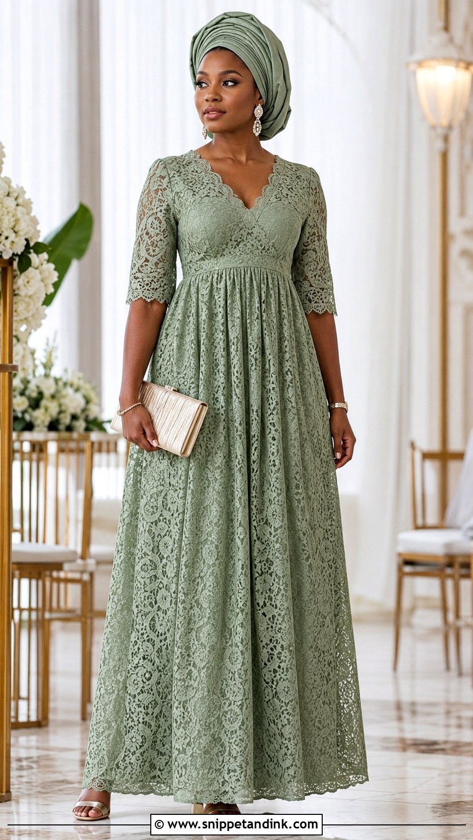 Empire Waist Dry Lace Gown - Snippet and Ink - 20 Dry Lace Gown Styles
