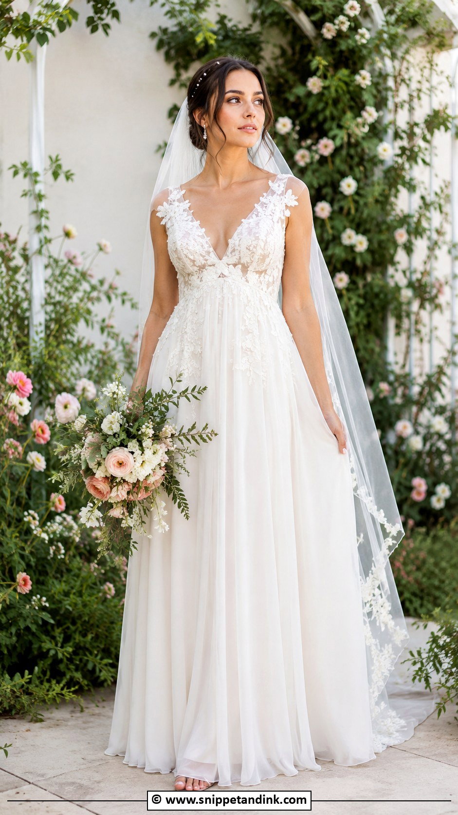 Empire Waist Floral Wedding Dress - Snippet and Ink - 25 Empire Wedding Dress Ideas