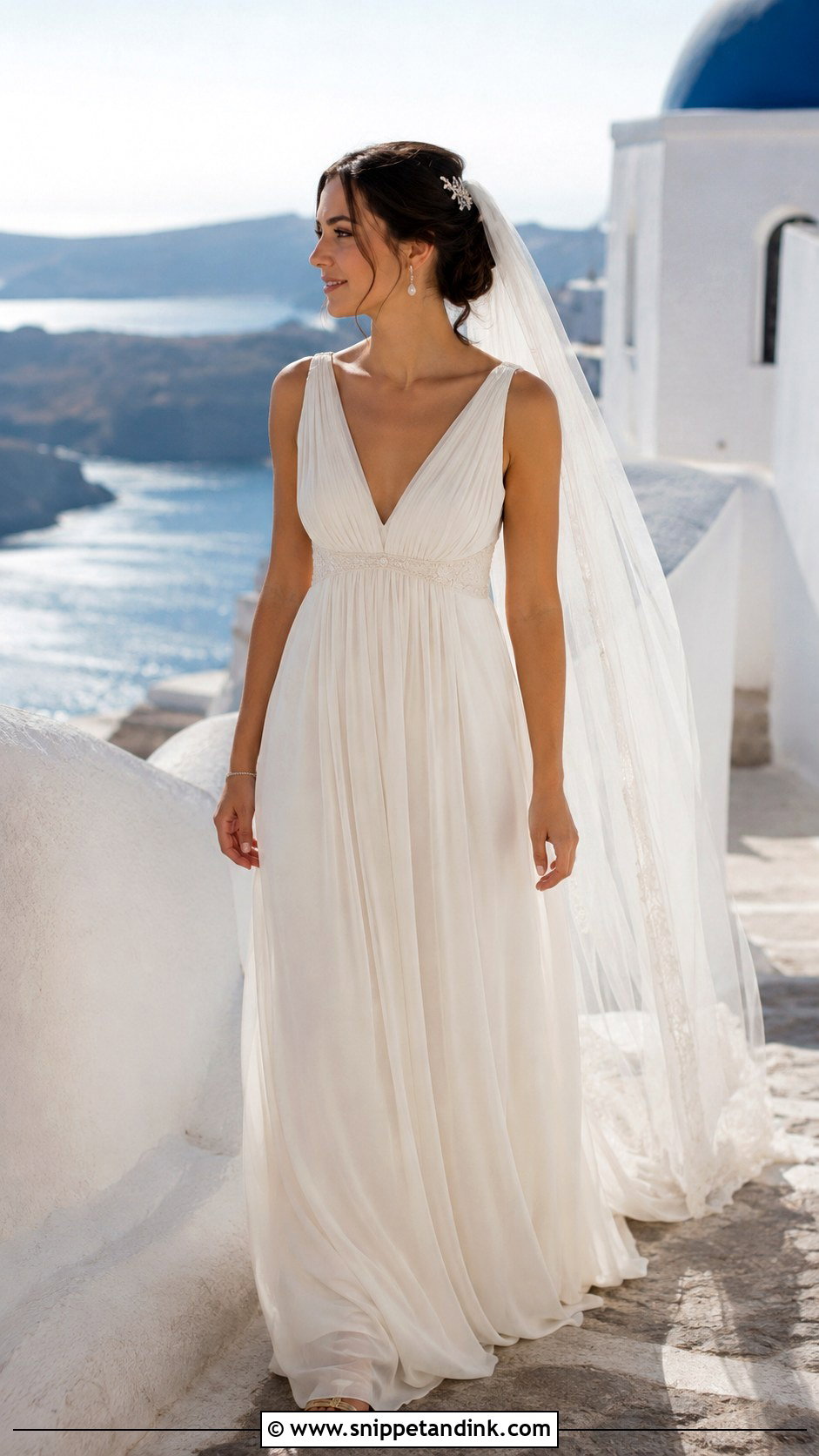 Empire Waist Grecian Wedding Dress - Snippet and Ink - 20 Greece Wedding Dress Ideas