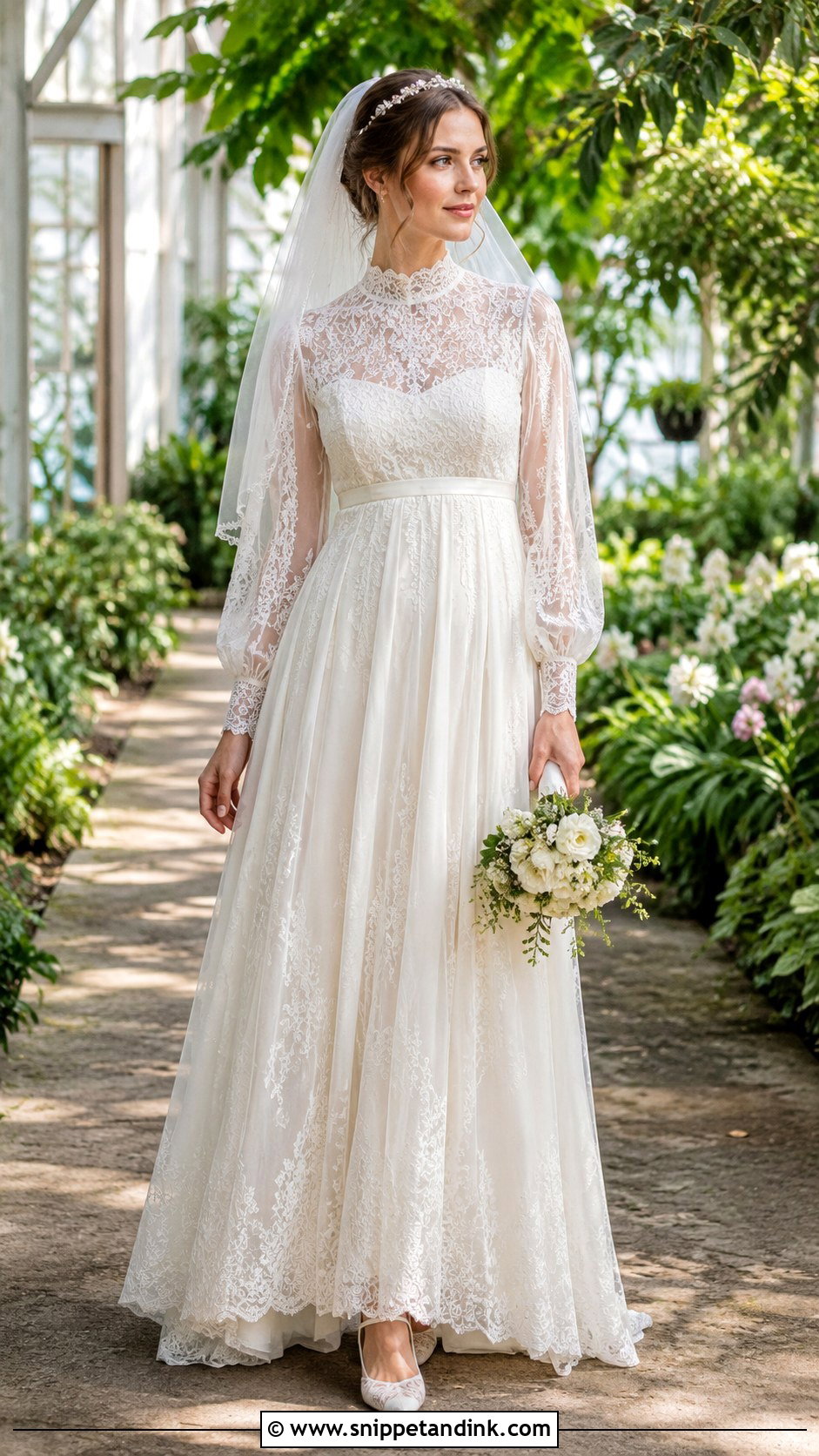 Empire Waist Lace Wedding Dress - Snippet and Ink - 20 Vintage Long Sleeve Lace Wedding Dress Ideas