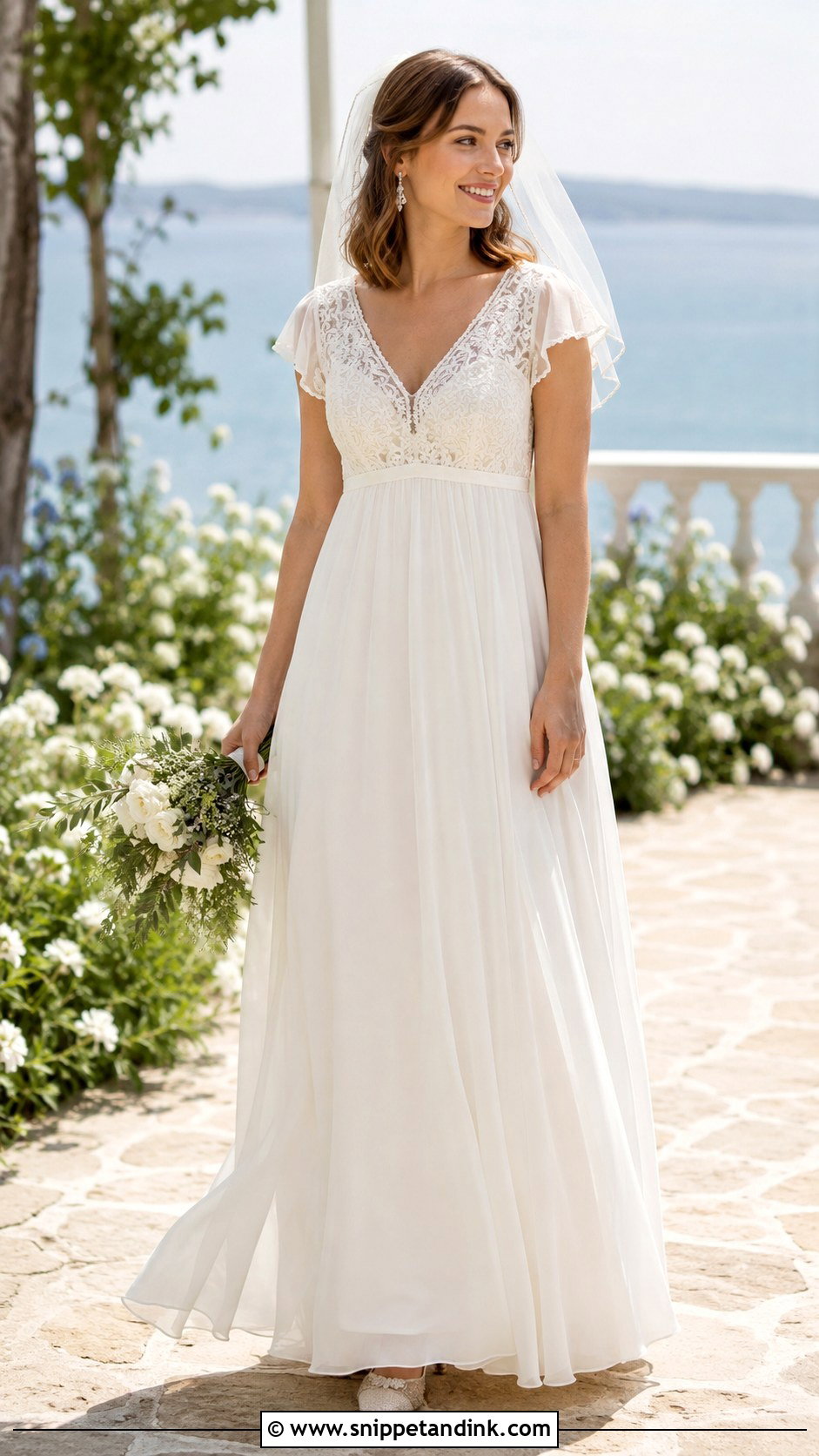 Empire Waist Lace Wedding Dress - Snippet and Ink - 20 Flowy Lace Wedding Dress Ideas