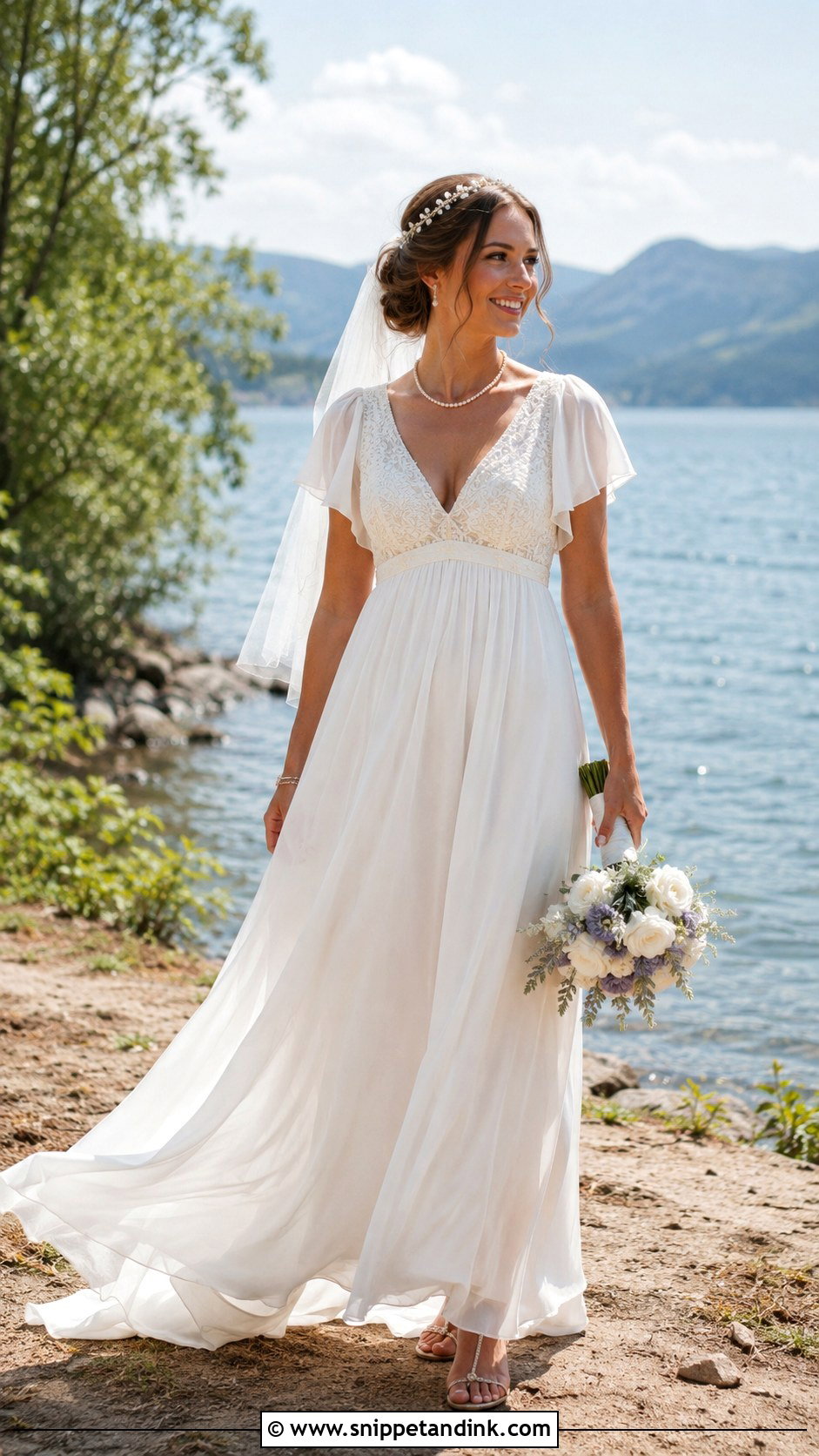 Empire Waist Lake Wedding Dress - Snippet and Ink - 20 Lake Wedding Dress Ideas