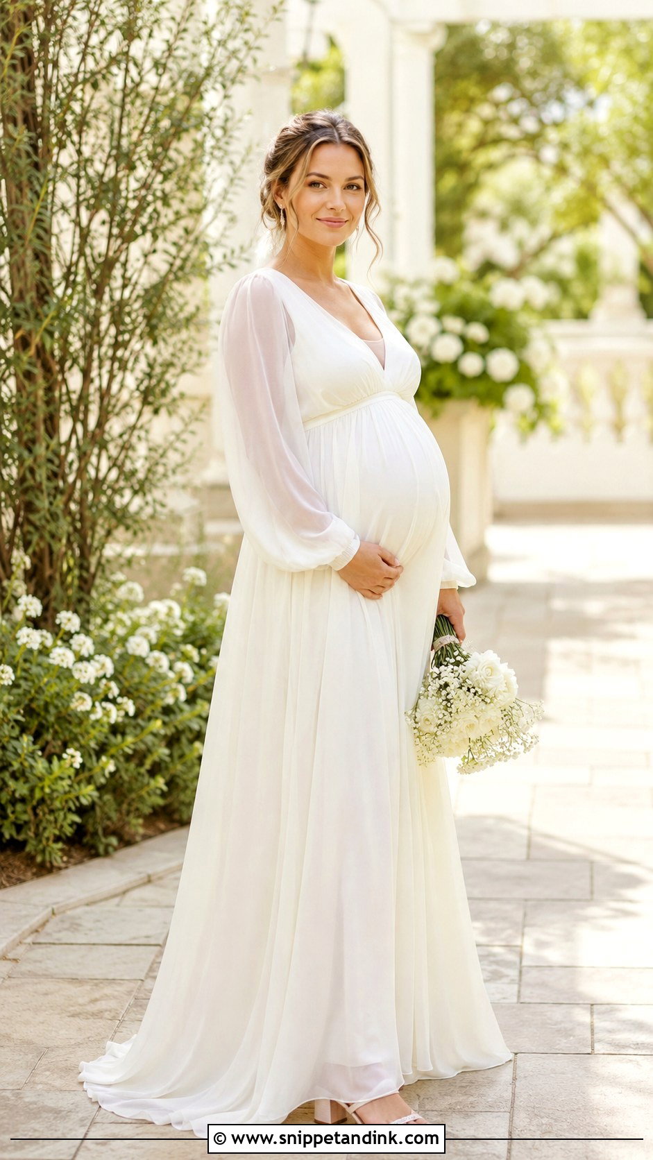 Empire Waist Long Sleeve Elopement Dress - Snippet and Ink - 20 Long Sleeve Elopement Dress Ideas