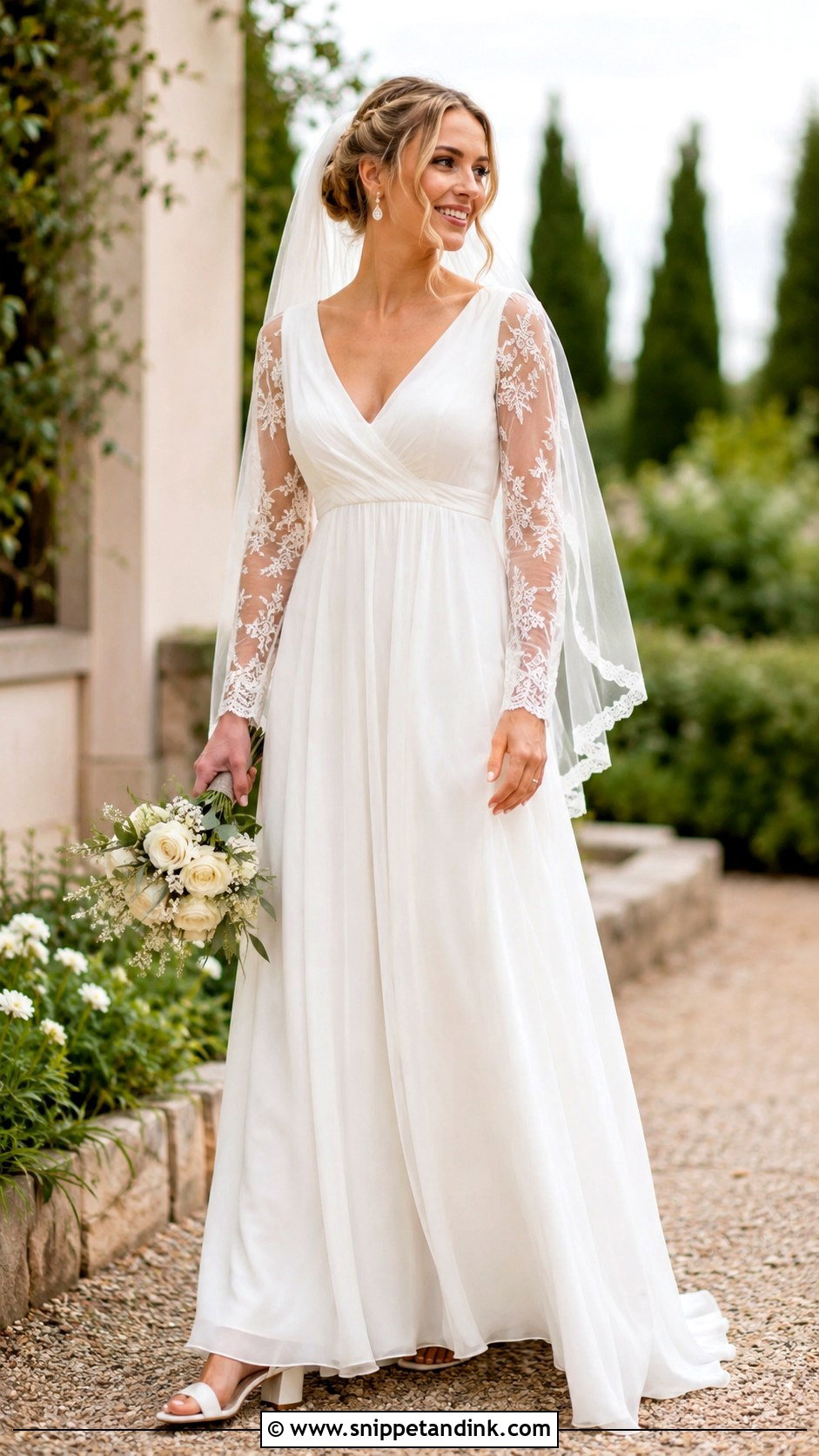 Empire Waist Long Sleeve Wedding Dress - Snippet and Ink - 20 Long Sleeve Flowy Wedding Dress Ideas