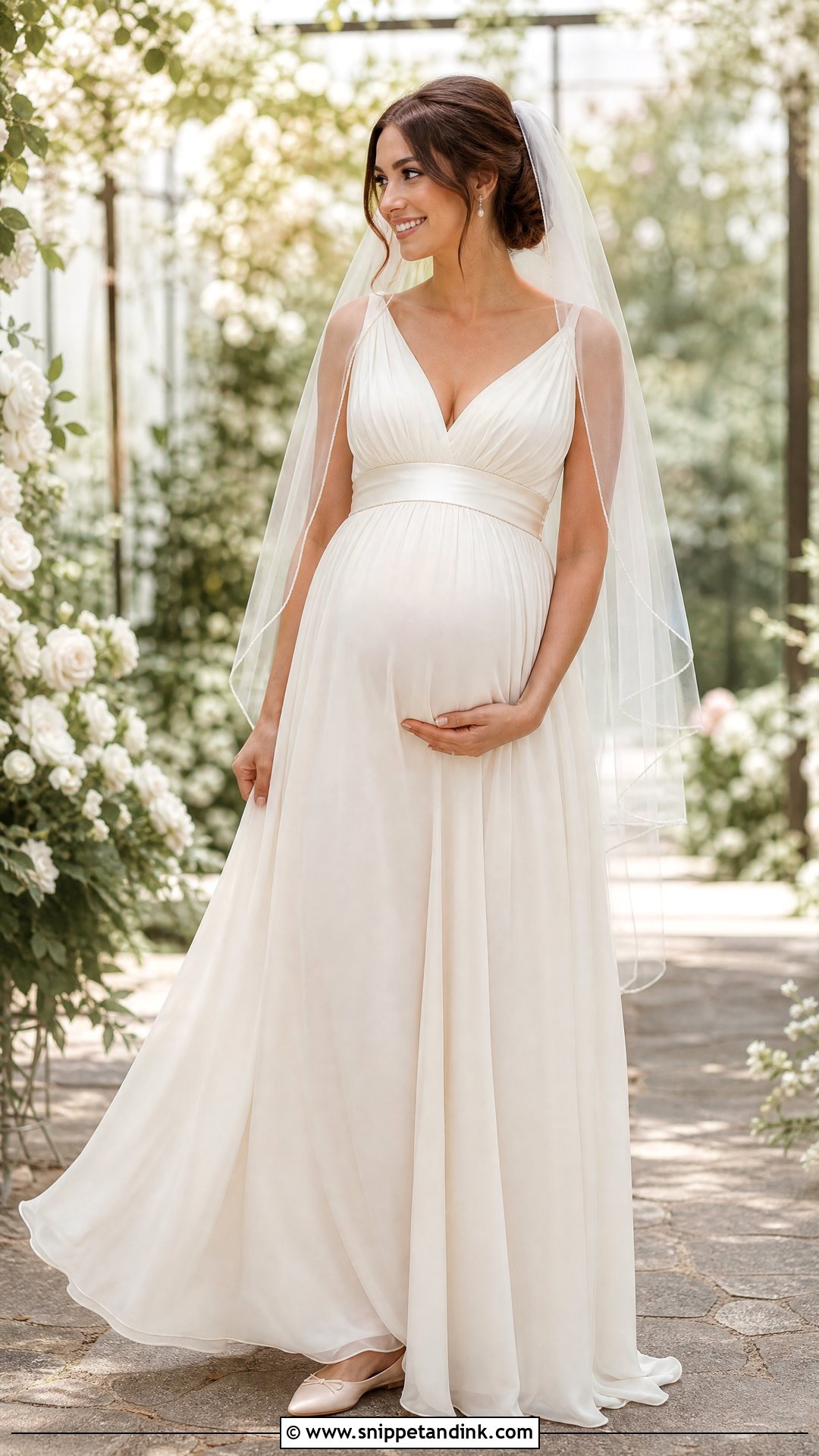 Empire Waist Maternity Bridal Gown - Snippet and Ink - 25 Maternity Bridal Gowns