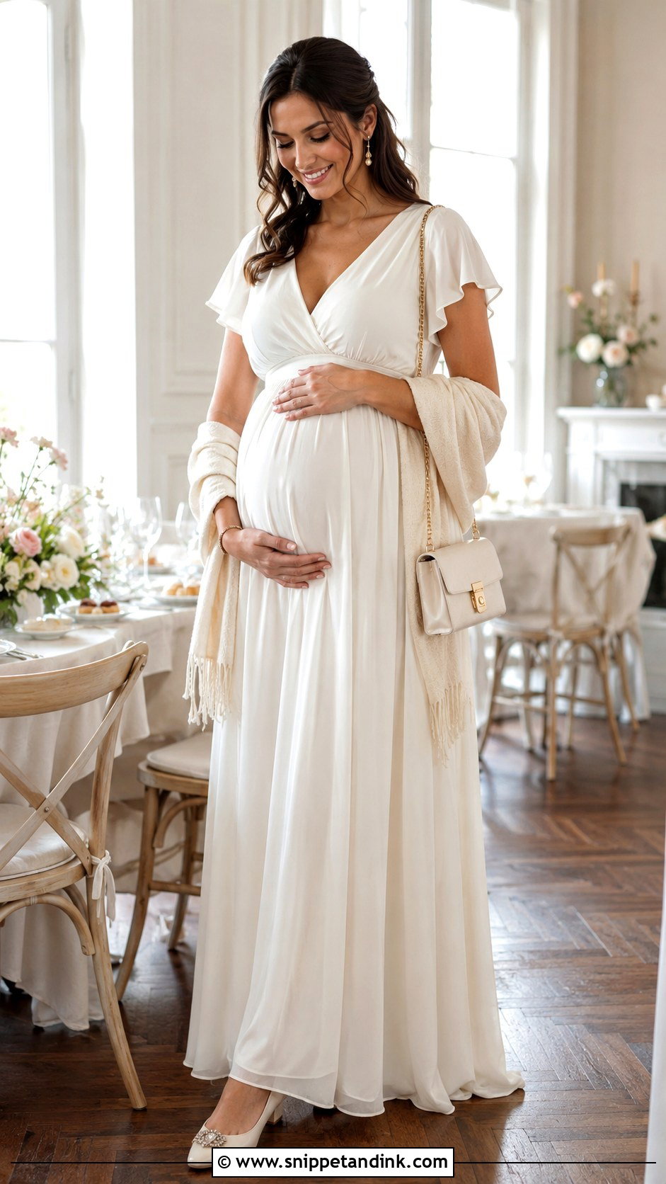 Empire Waist Maternity Bridal Maxi Dress - Snippet and Ink - 20 Bridal Maxi Dress Ideas