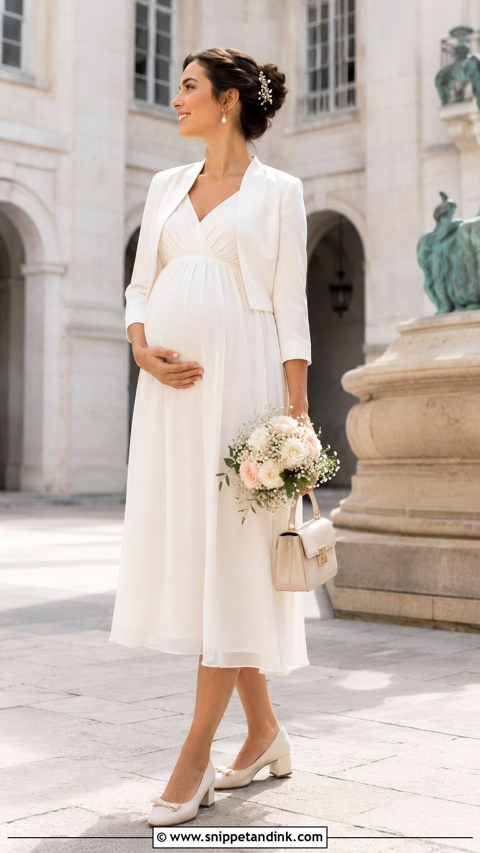 Empire Waist Maternity Civil Wedding Outfit - Snippet and Ink - 20 Civil Wedding Ideas Outfits