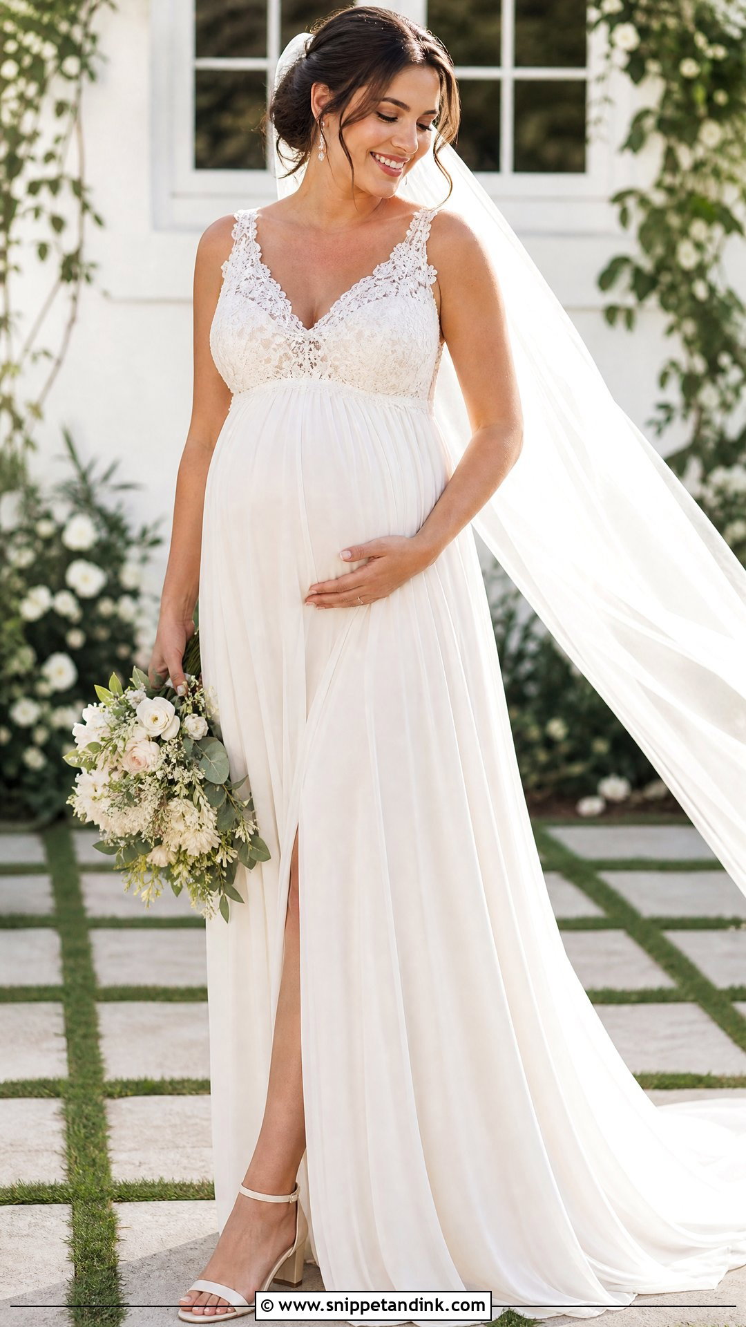 Empire Waist Maternity Wedding Dress - Snippet and Ink - 25 Wedding Dress for Pregnant Bride Ideas